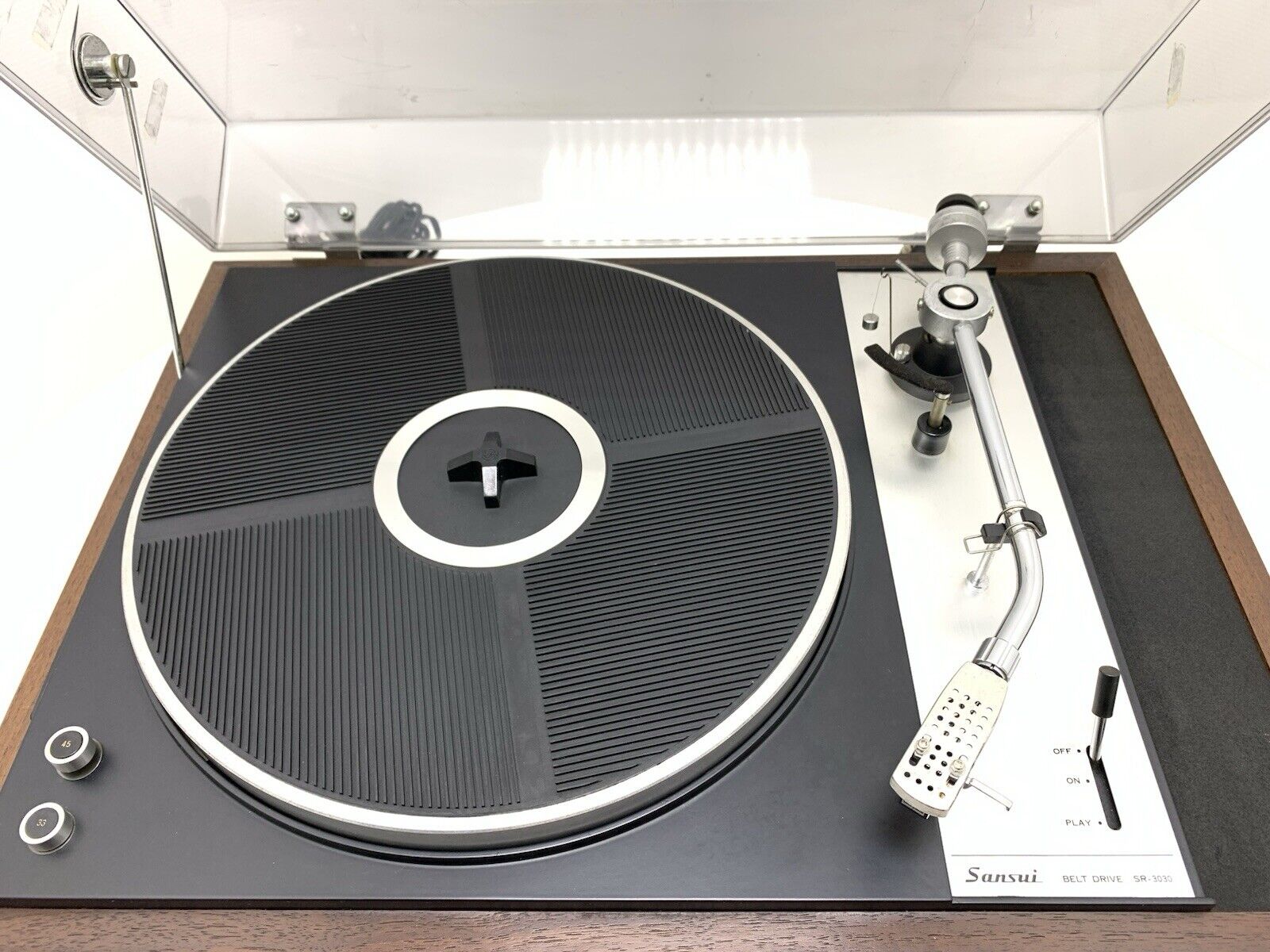 SANSUI SR 3030 Turntable 2 Speed Belt Drive Hi Fi Vintage 1973 Work Good Look