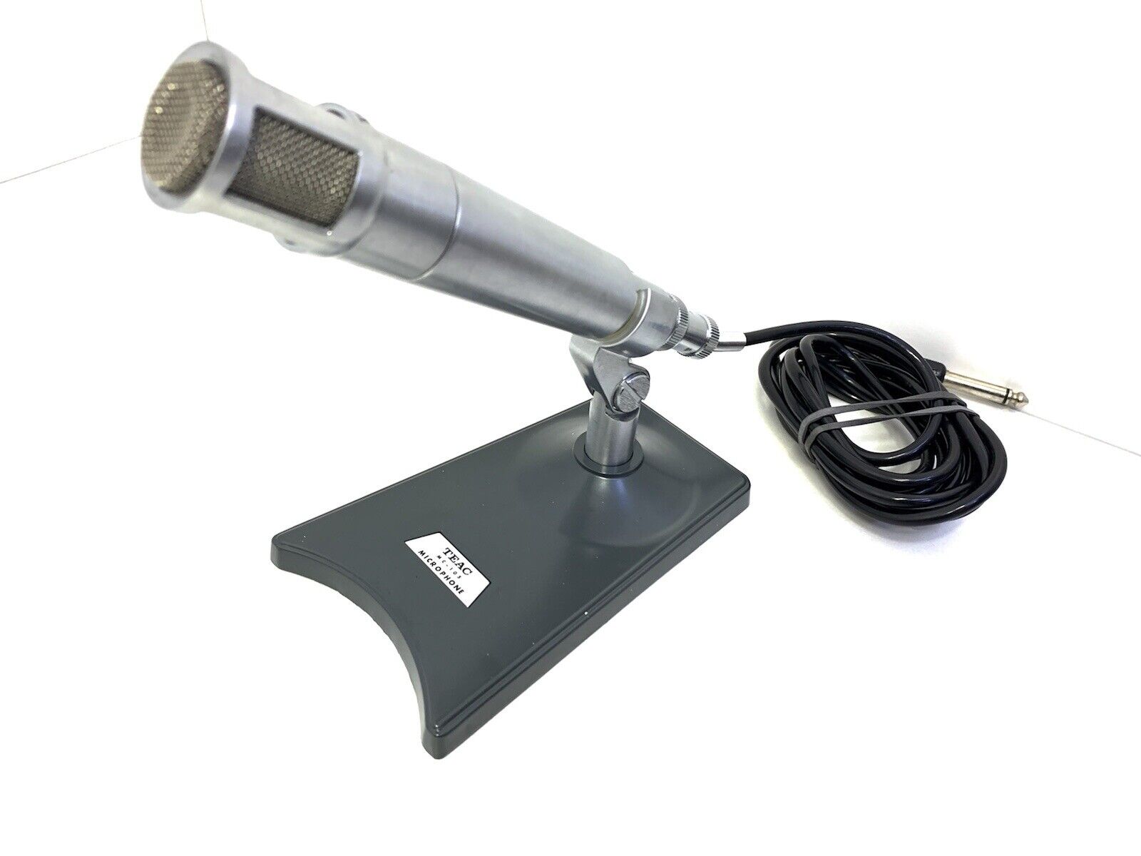 TEAC MC-105 Dynamic Microphone 1970s Silver Original Box w/ Cable/Stand Like New