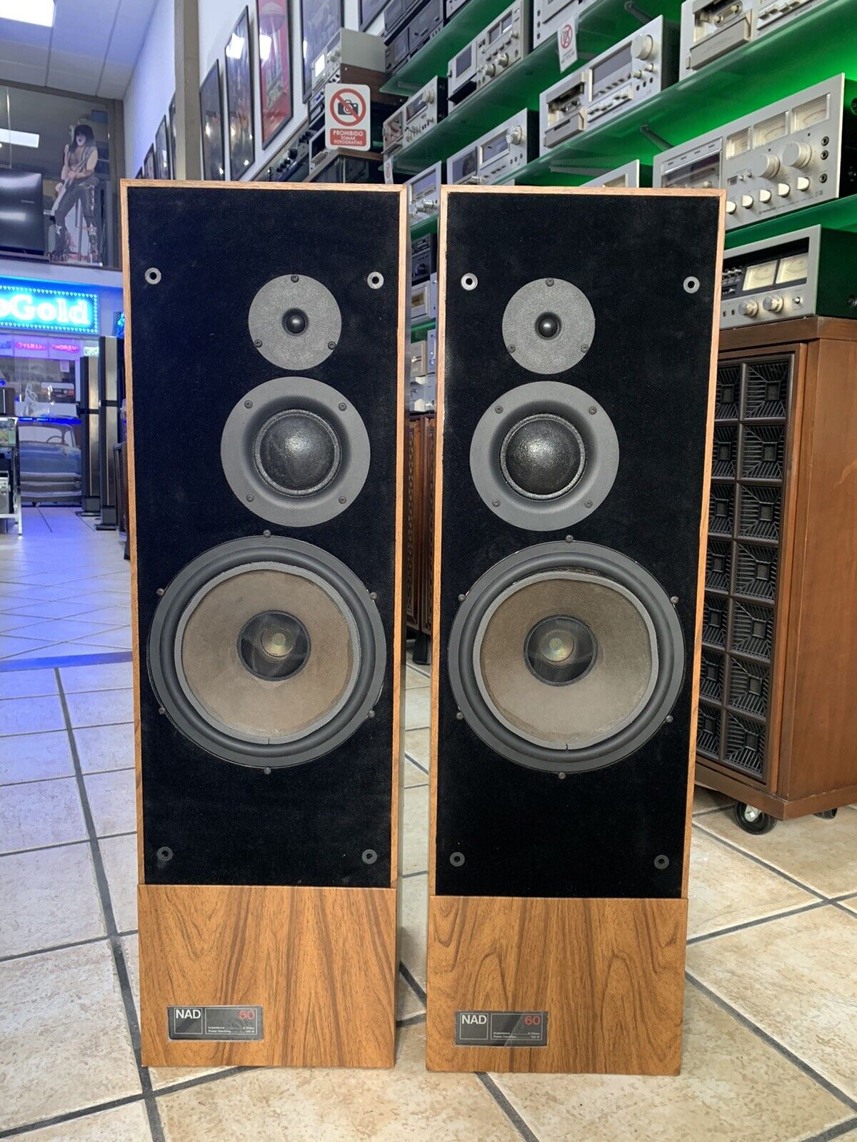 NAD 60 Very Rare Original Speakers 3 Way 150 W RMS Vintage Refurbished Good Look