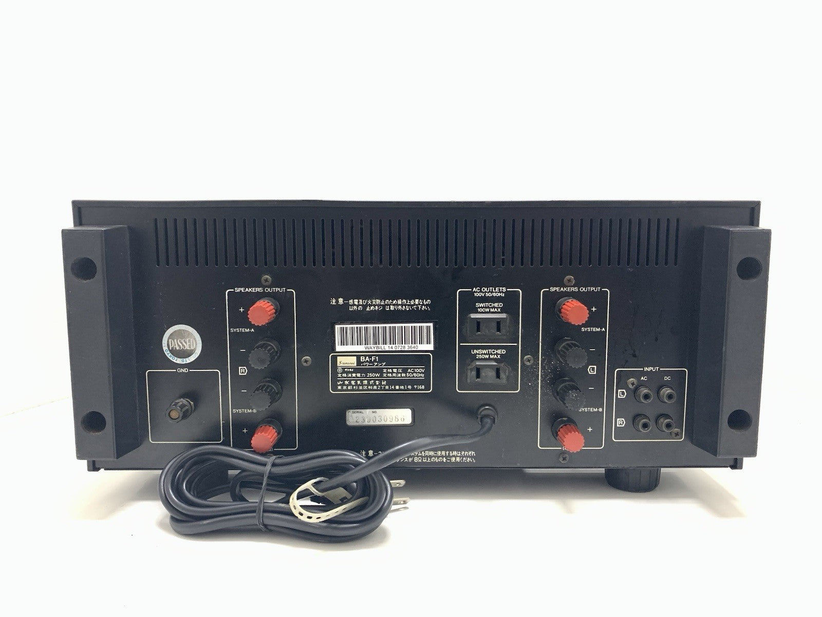 SANSUI BA F1 Stereo Power Amplifier 2X 110 Watts RMS Vintage 1979 WORK Good Look