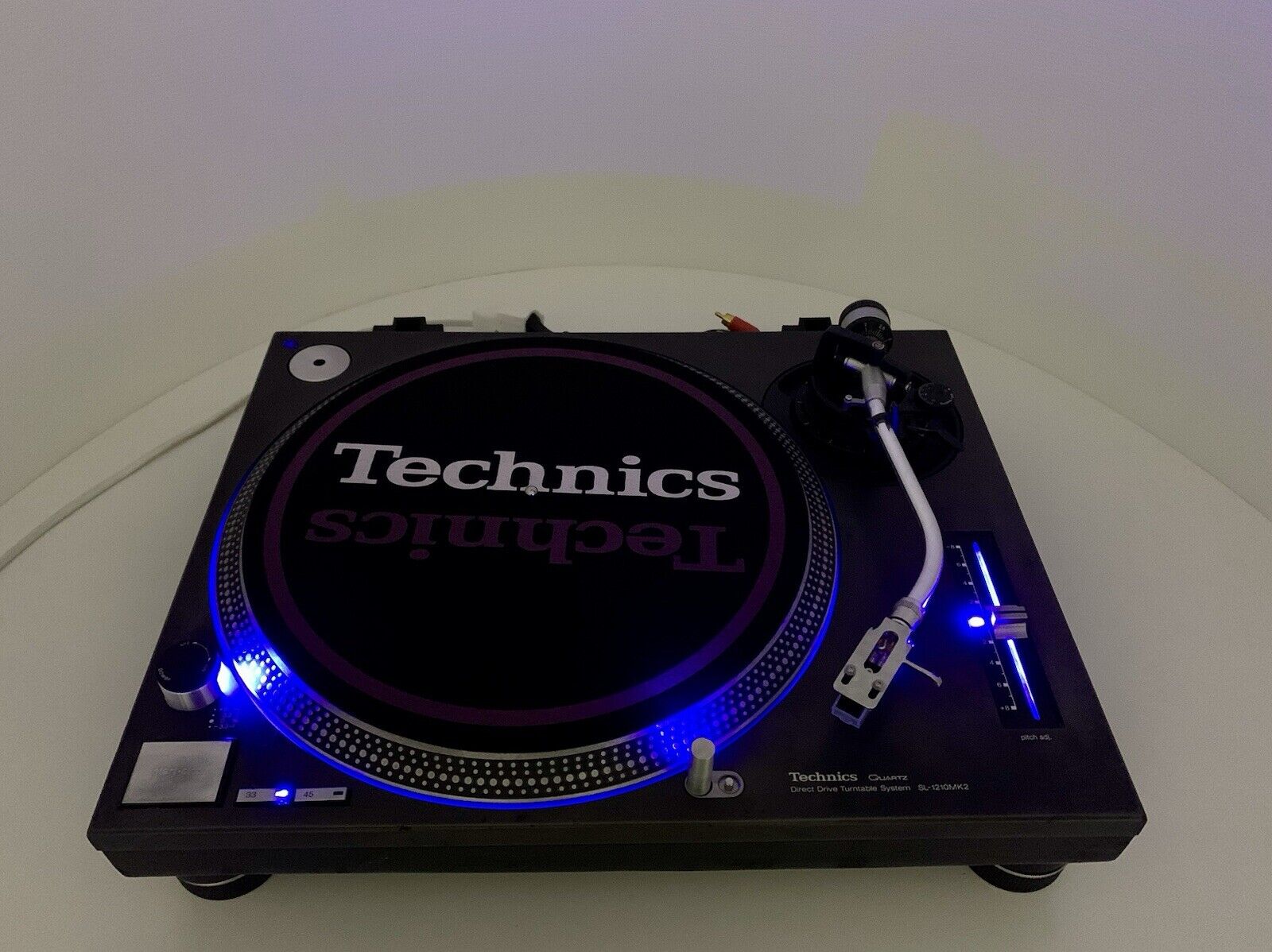 TECHNICS SL 1210 MK2 Blue LINE LED Direct Drive Turntable Vintage WORK Good Look