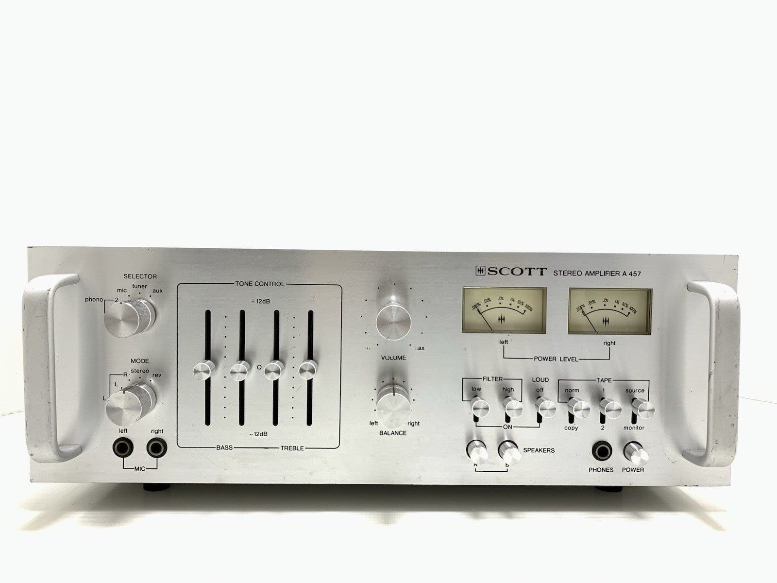 HH SCOTT A 457 STEREO INTEGRATED AMPLIFIER 2X 60W RMS Vintage 1979 WORK GoodLook