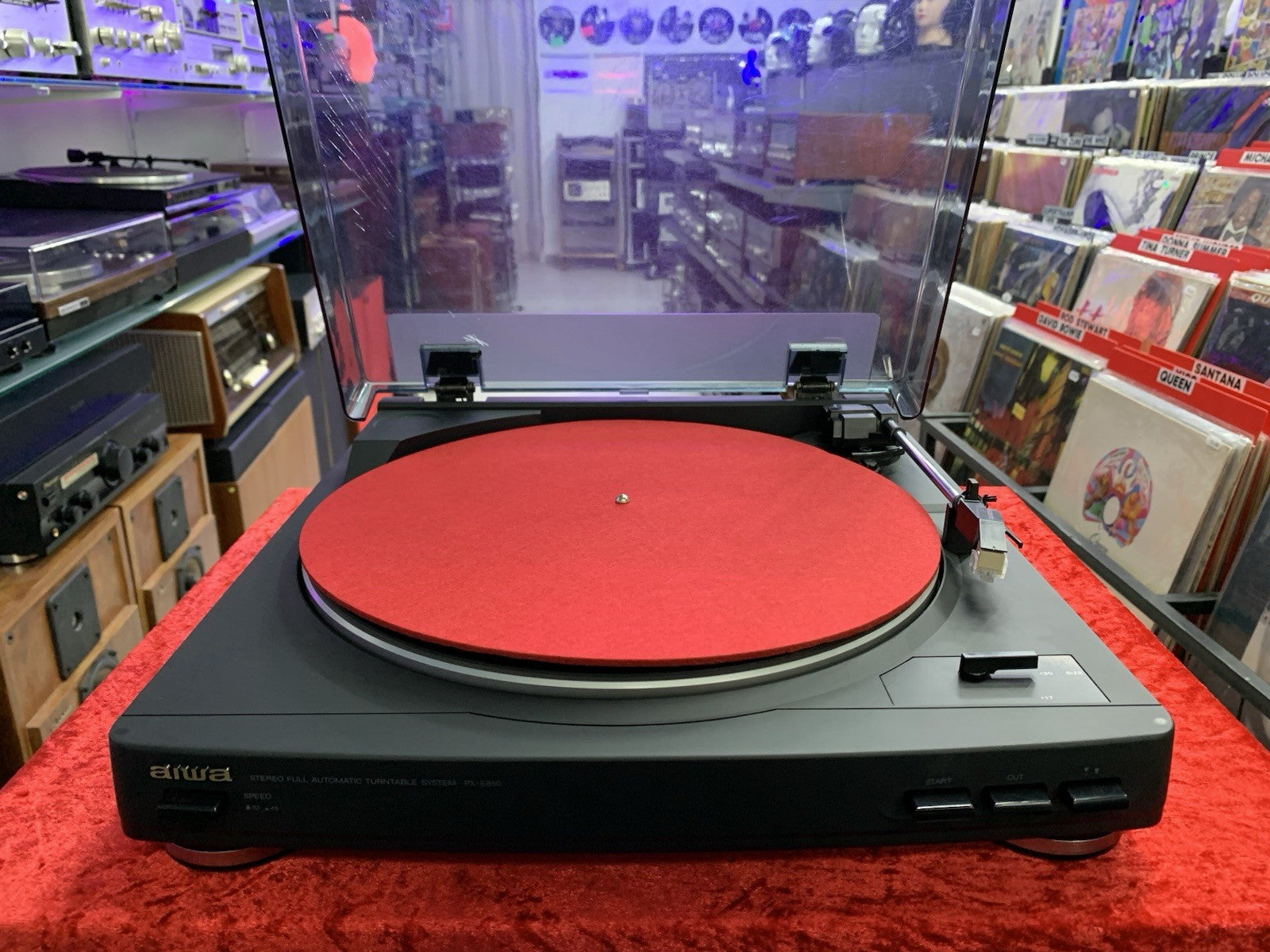 AIWA PX E850 K Belt Drive  Turntable  Vintage 1985 Work Good Look