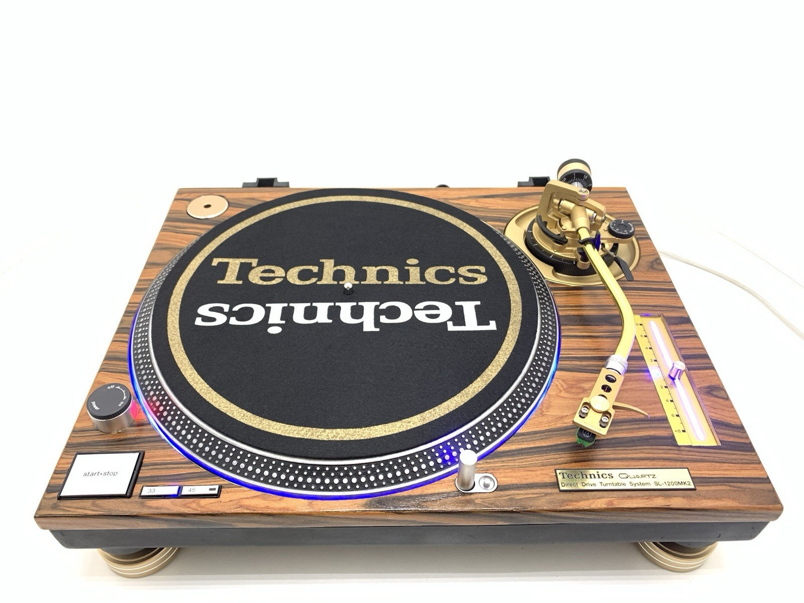 TECHNICS SL 1200 MK2 WOOD and GOLD Direct Drive Turntable Vintage