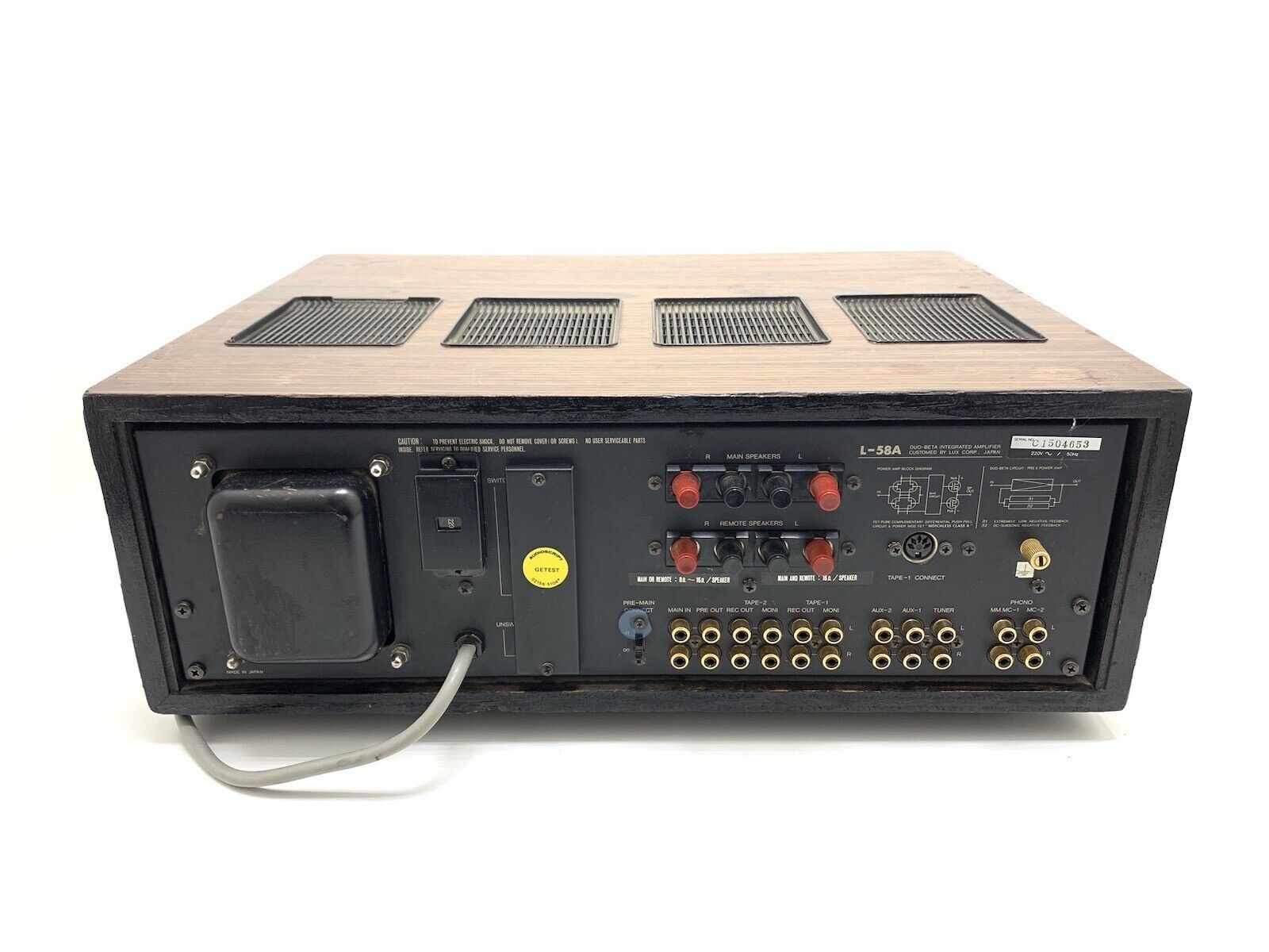 LUXMAN L 58A Stereo Integrated Amplifier 2X 100W RMS Vintage 1980 WORK Good Look
