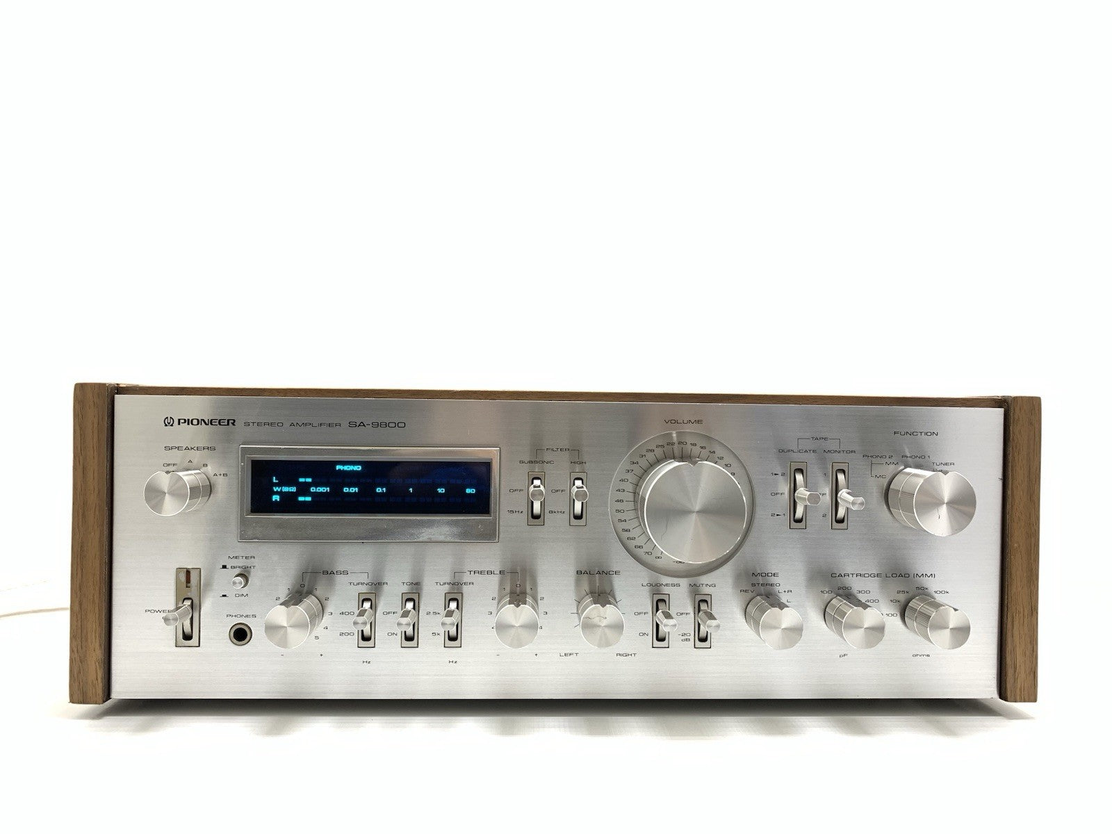 PIONEER SA 9800 + Wood Box Stereo Amplifier 100+100 W RMS Vintage 1979 Good Look