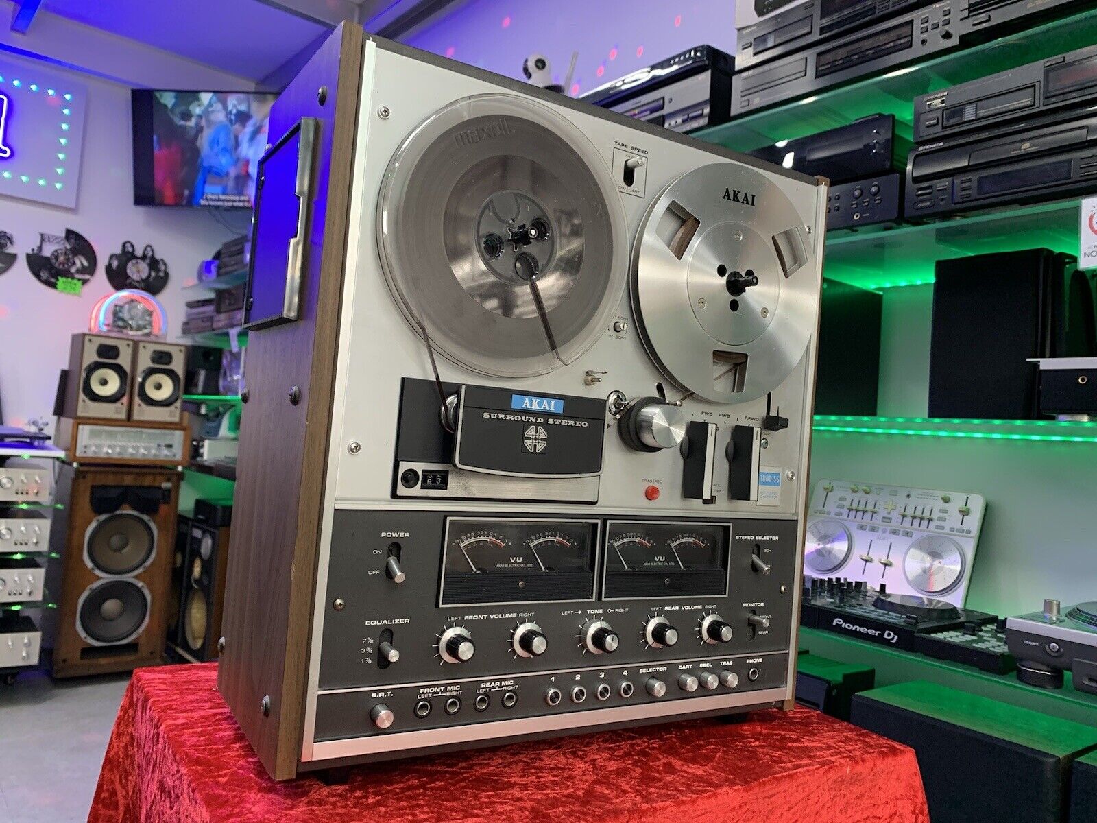 AKAI 1800SS Reel to Reel + 8 Track 4 Channel 7" Tape Vintage 1972 WORK Good Look