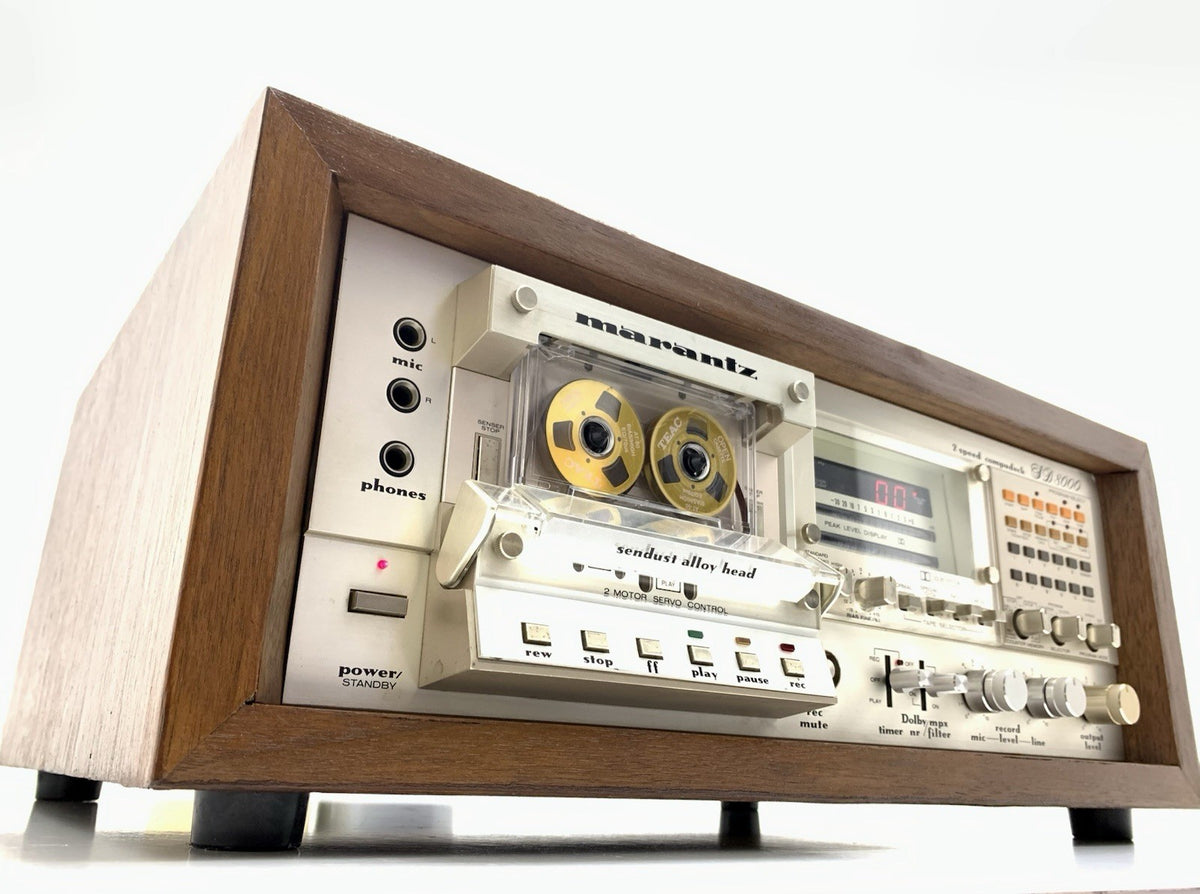 MARANTZ SD 8000 Stereo Cassette Tape Deck With WOOD BOX 2 Speeds WORK Good Look