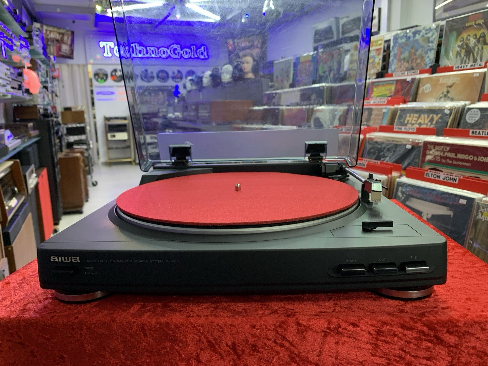 AIWA PX E850 K Belt Drive  Turntable  Vintage 1985 Work Good Look