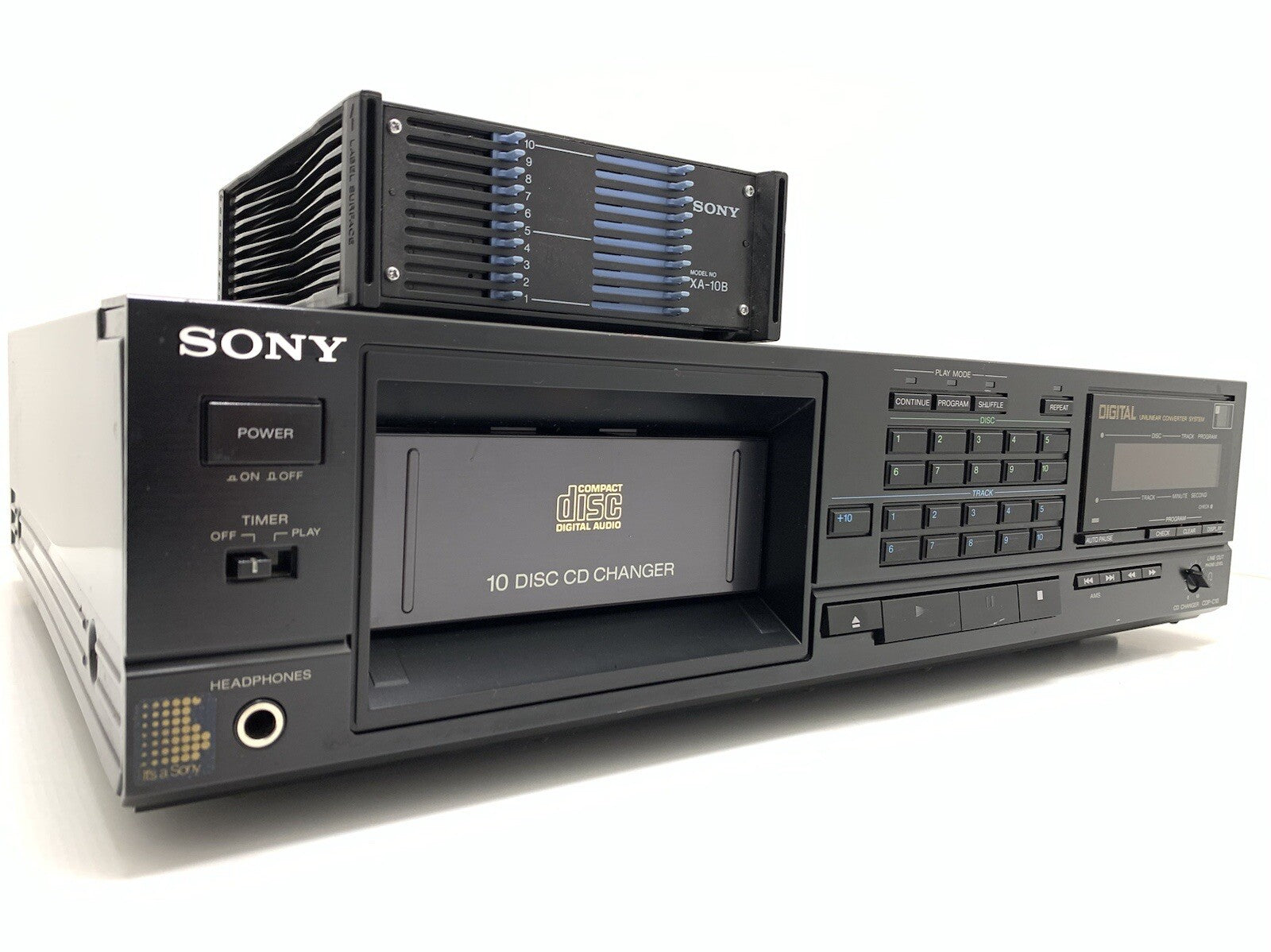 SONY CDP C10 Changeur De CD Compact 10 CD + Télécommande Vintage 1986 État Bon