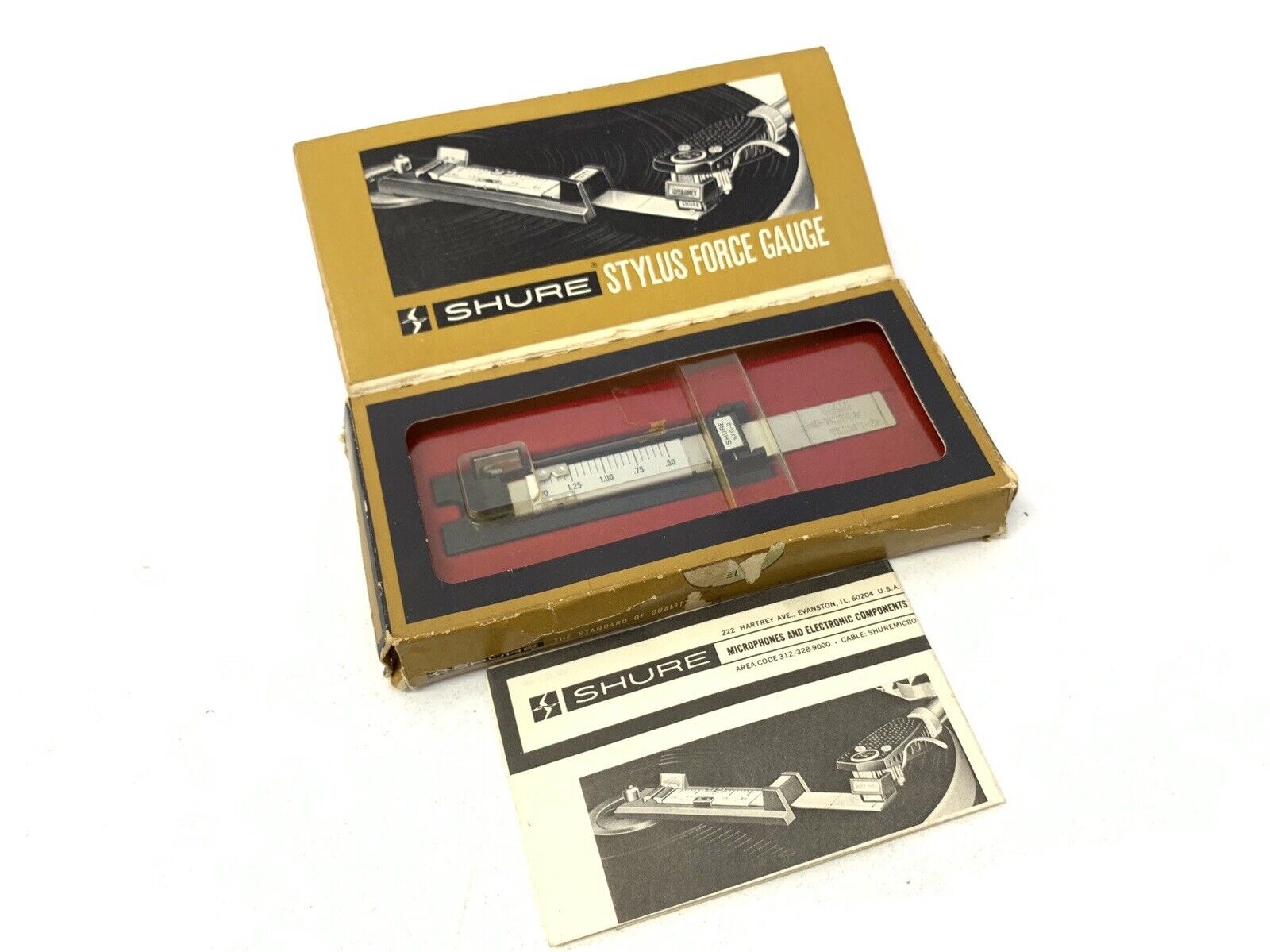 SHURE MODEL SFG-2 PRECISION STYLUS FORCE GAUGE Original BOX Vintage Good Look