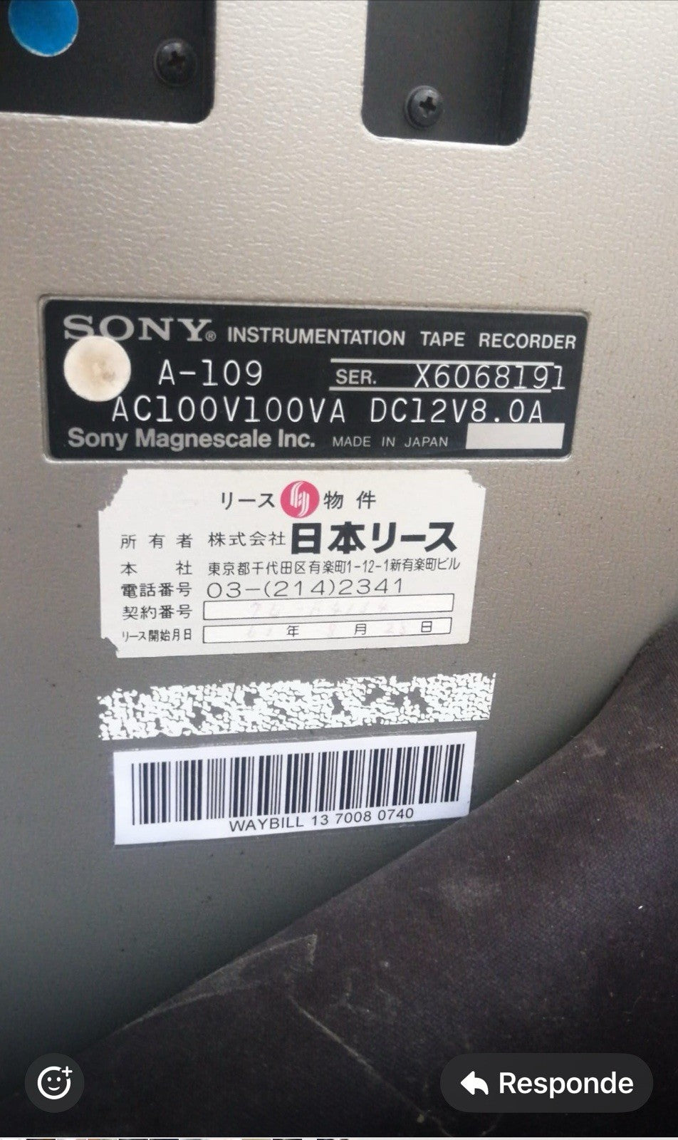 SONY A 109 FM Nastro di strumentazione 8 tracce 7 bobina a bobina 6 t – TechnoGold Audio & Vintage SONY A 109 FM Nastro di strumentazione 8 tracce 7 bobina a bobina 6 t – TechnoGold Audio & Vintage