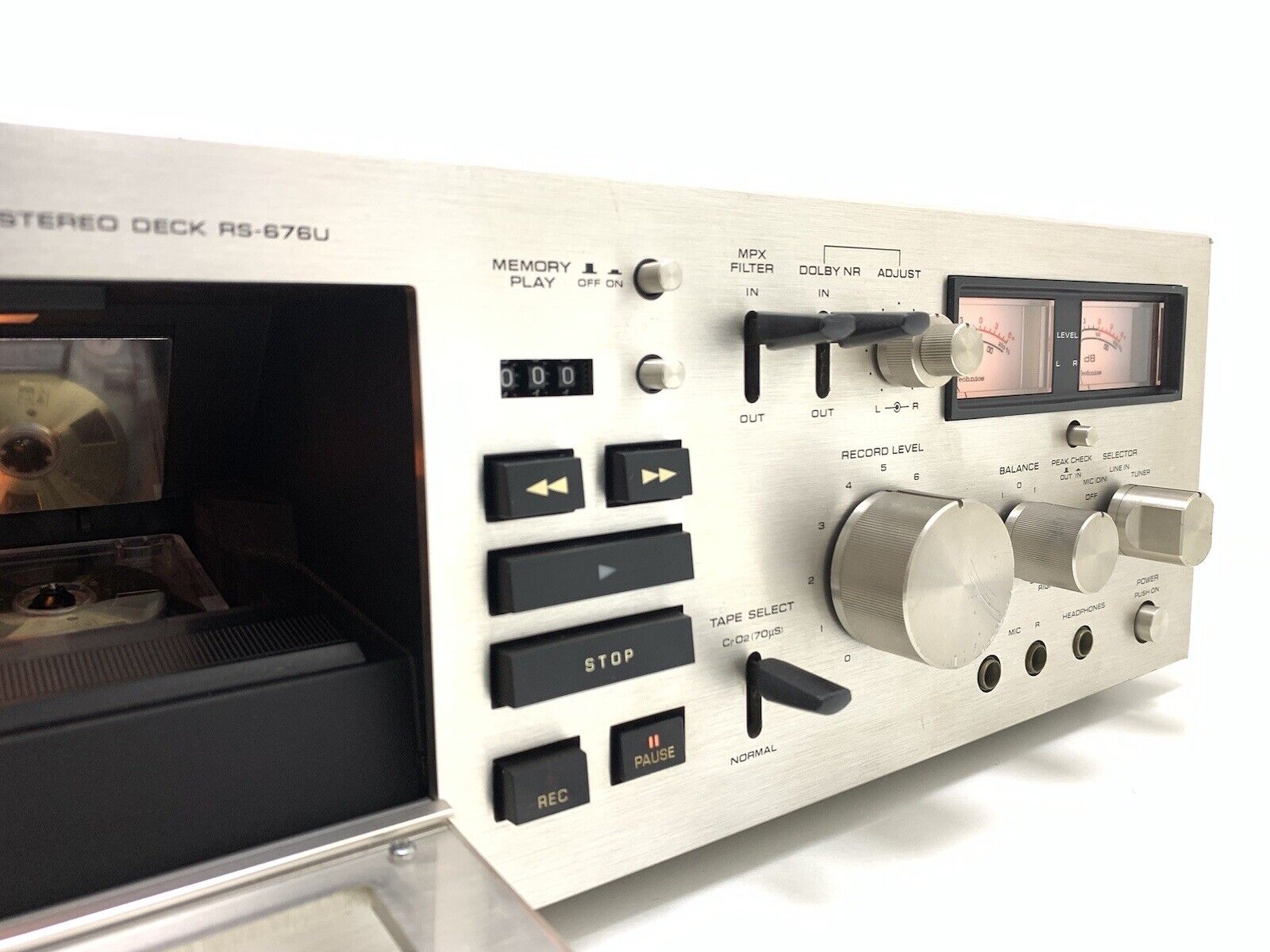 TECHNICS RS-676U Stereo Cassette Tape Deck 2 Head Vintage 1974 Working Good Look