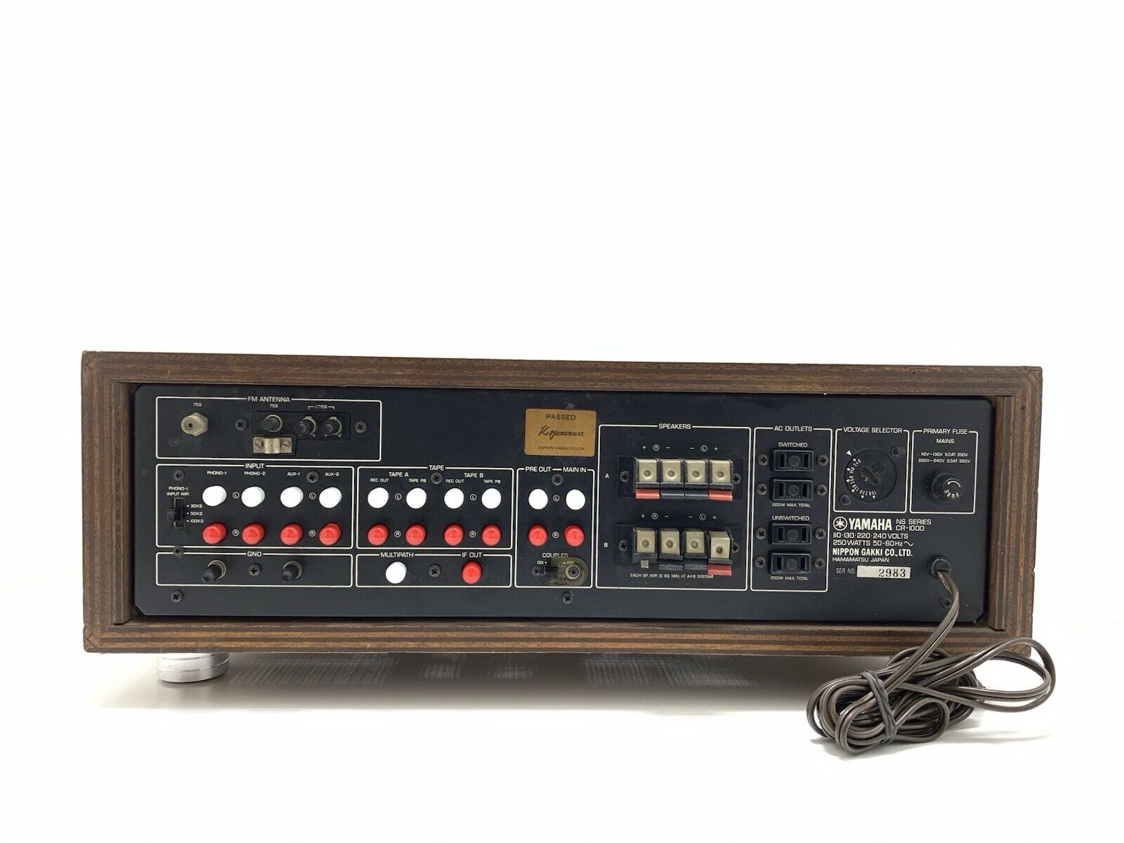 YAMAHA CR-1000 FM Stereo Receiver 70+70W RMS Vintage 1974 Refurbished Good Look