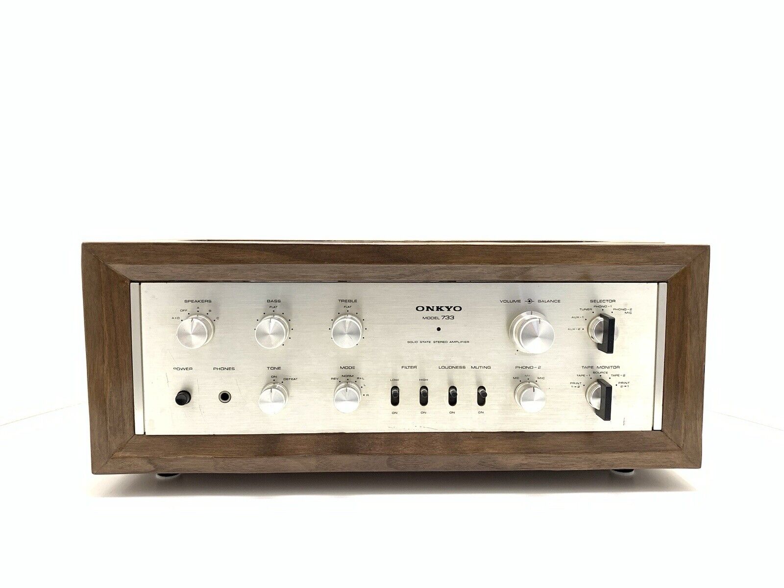 ONKYO INTEGRA 733 Stereo Amplifier 34+34WRMS with WOOD BOX Vintage 1971 WORK NEW