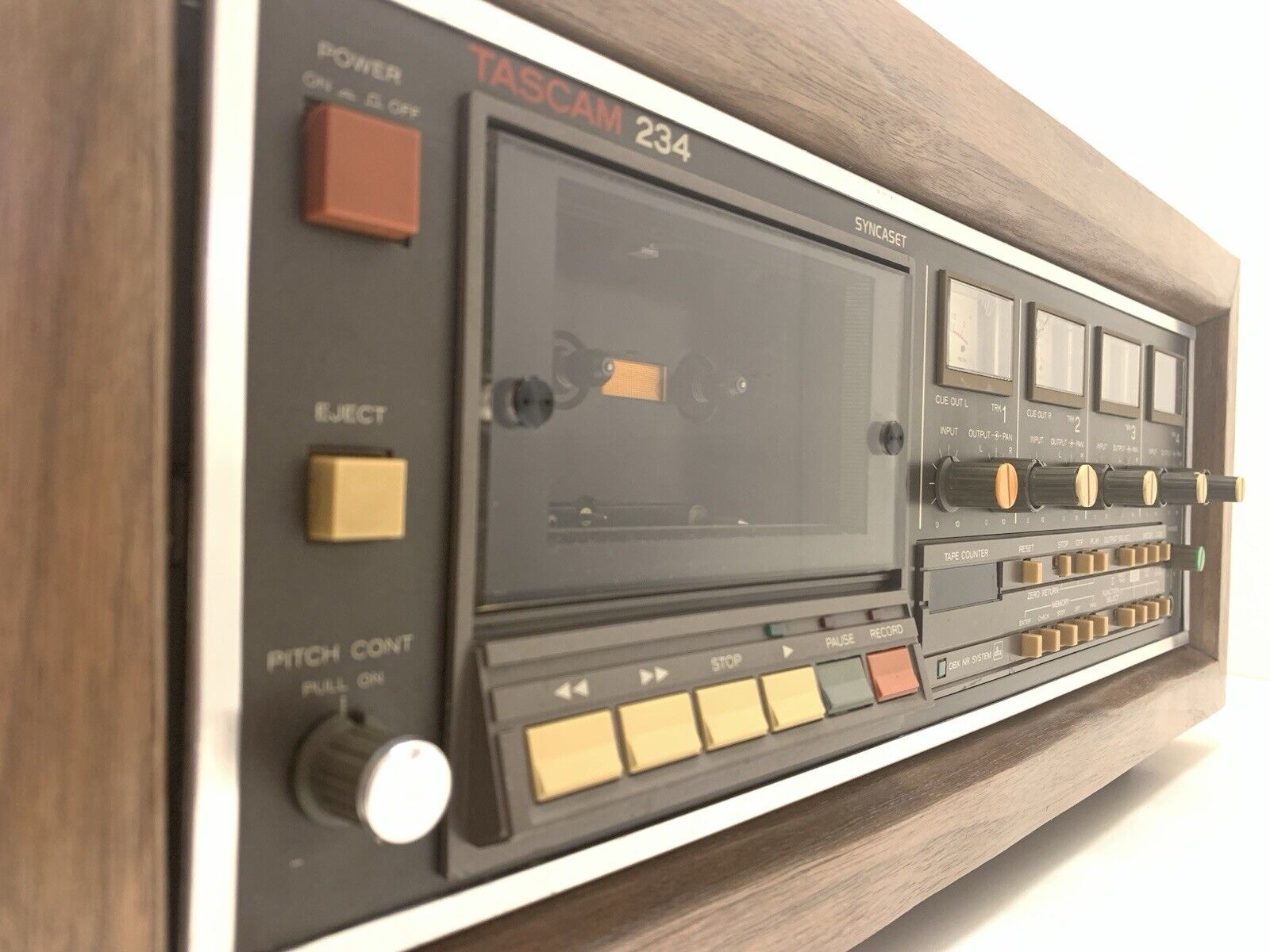 TASCAM 234 Multitrack 4 Channel Cassette Deck Vintage Wood Box WORK Good Look