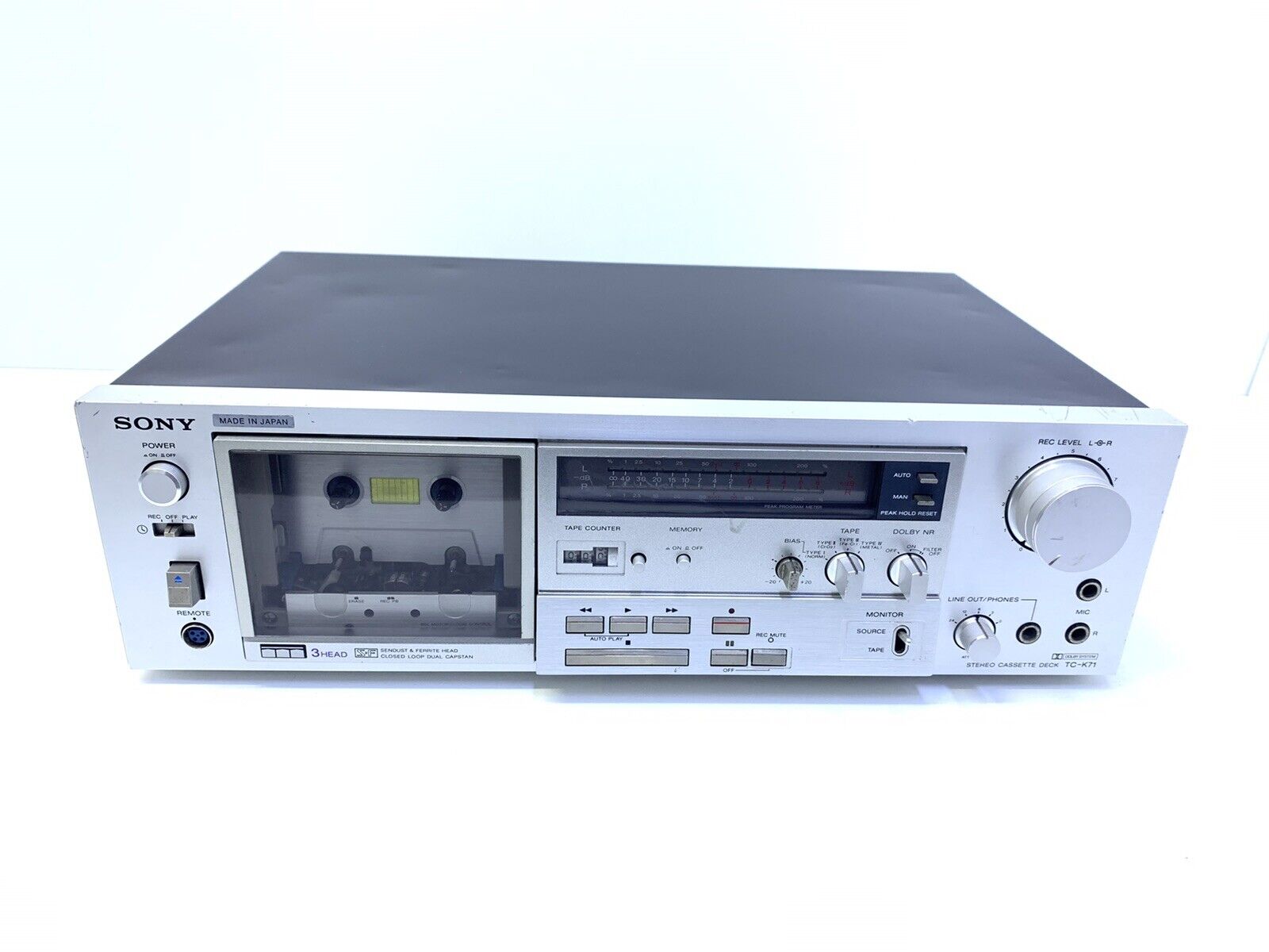 SONY TC-K71 Tape Deck Cassette Vintage 1980 3 Head Refurbished Hi End Good Look