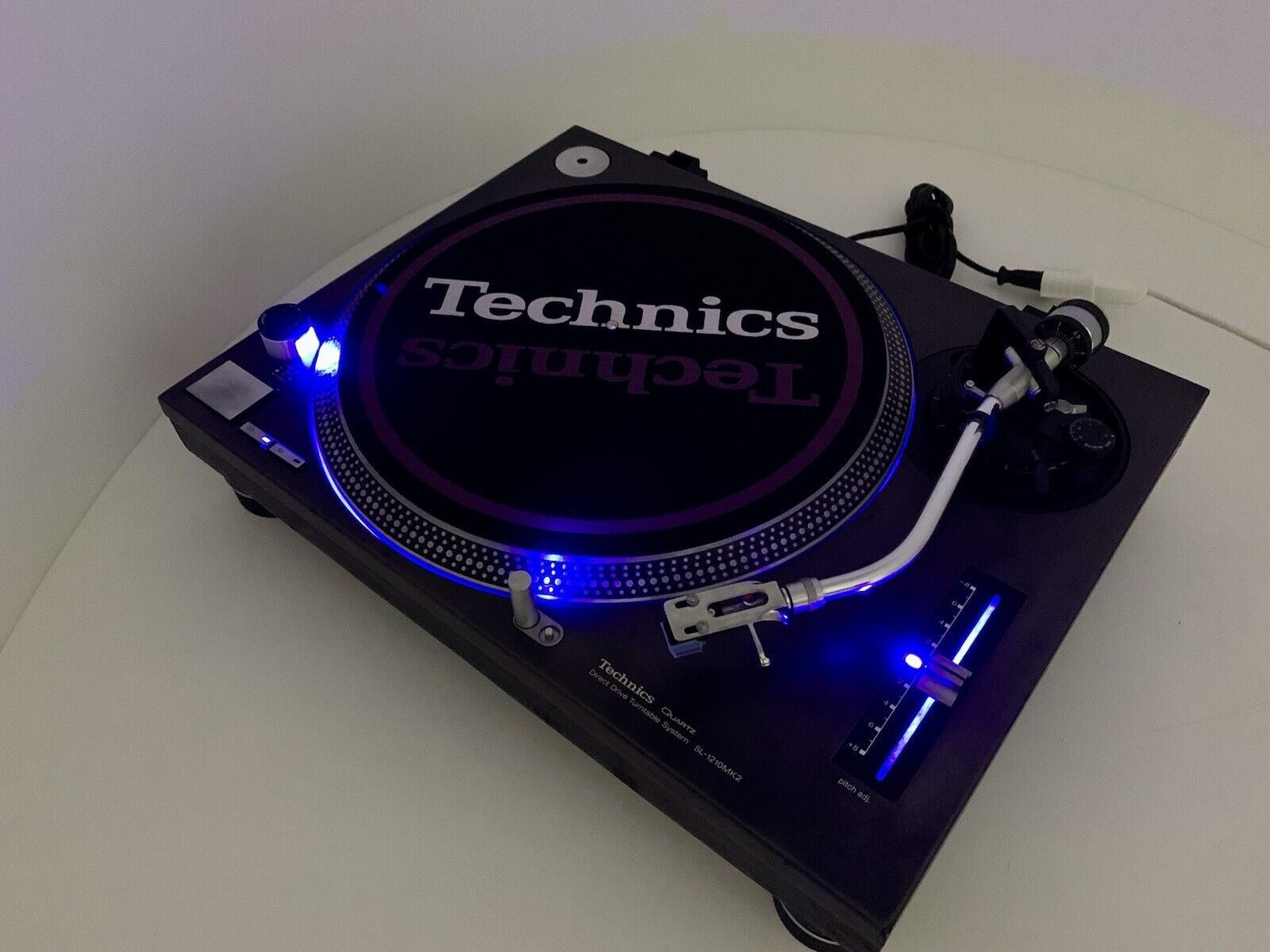 TECHNICS SL 1210 MK2 Blue LINE LED Direct Drive Turntable Vintage WORK Good Look