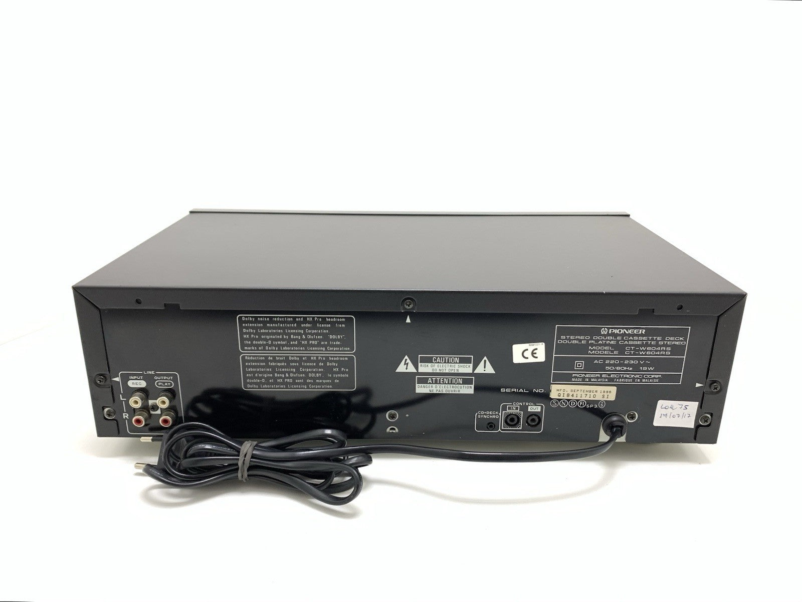 PIONEER CT W604RS Stereo DOBLE Cassette Tape Deck AUTO Reverse WORKING Good Look