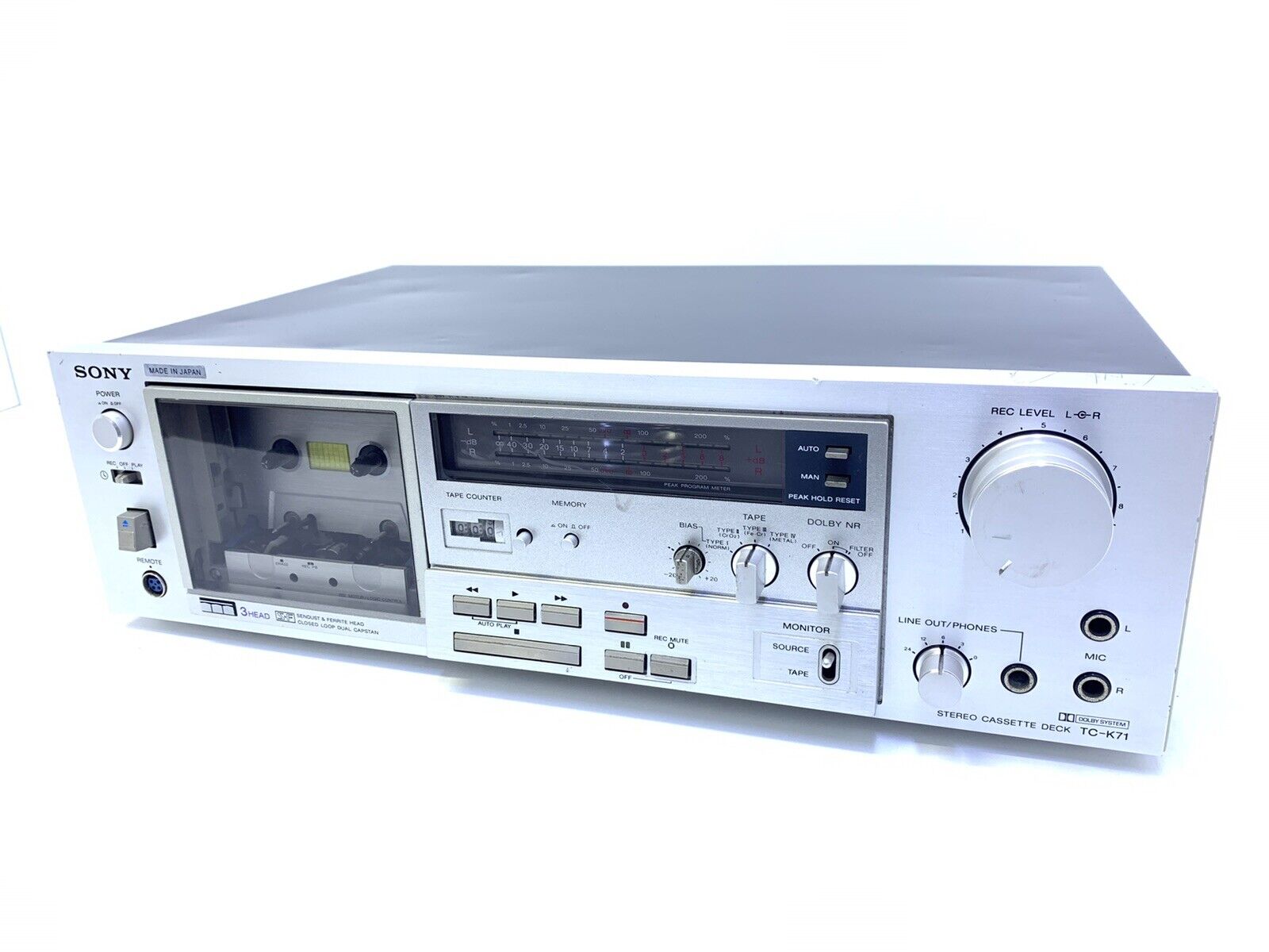 SONY TC-K71 Tape Deck Cassette Vintage 1980 3 Head Refurbished Hi End Good Look