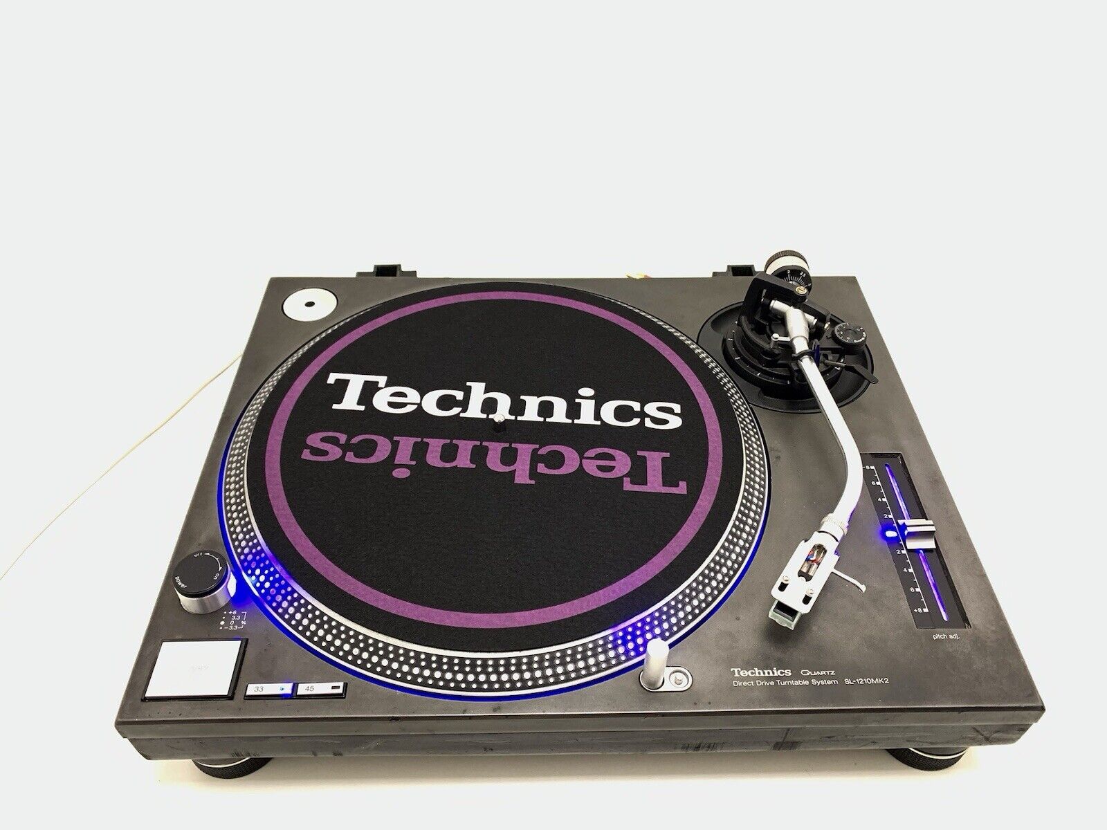 TECHNICS SL 1210 MK2 Blue LINE LED Direct Drive Turntable Vintage WORK Good Look