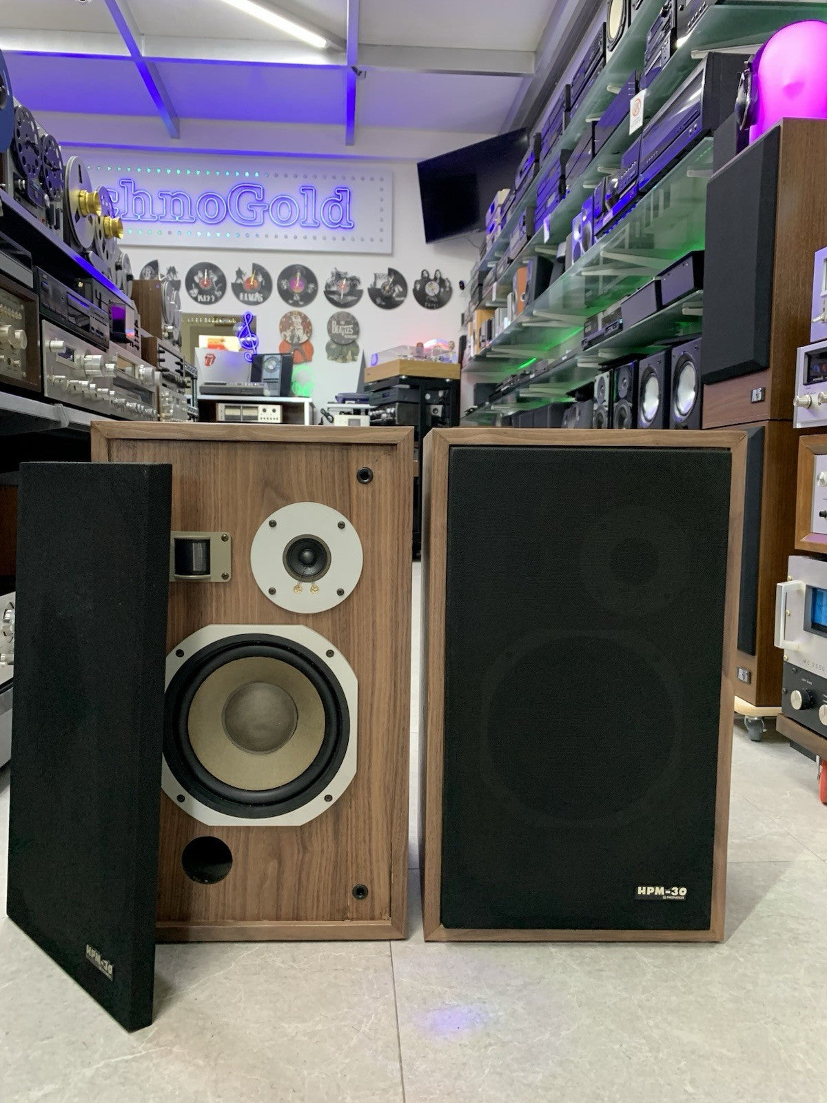 PIONEER HPM 30 SPEAKERS 60W RMS 3Way Vintage 1979 WORK New Wood Walnut GOOD LOOK