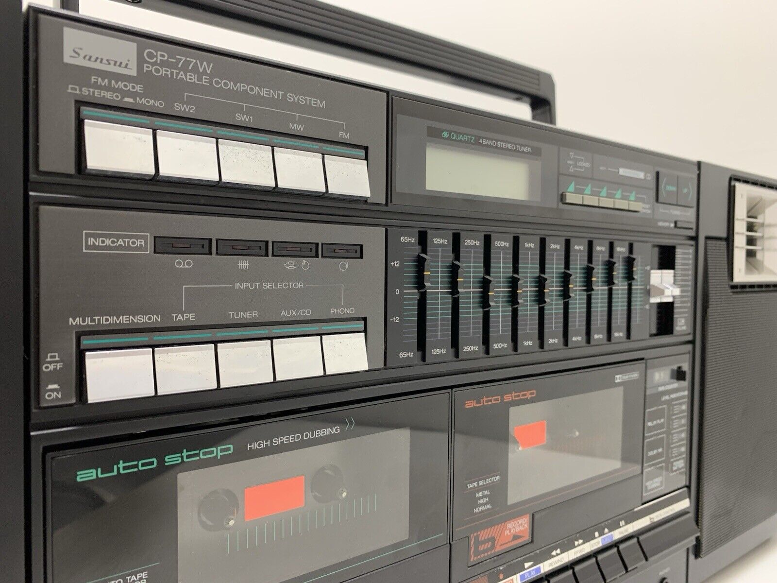 SANSUI CP 77W BOOMBOX STEREO Radio Doble Cassette Vintage 1980 WORK Good Look