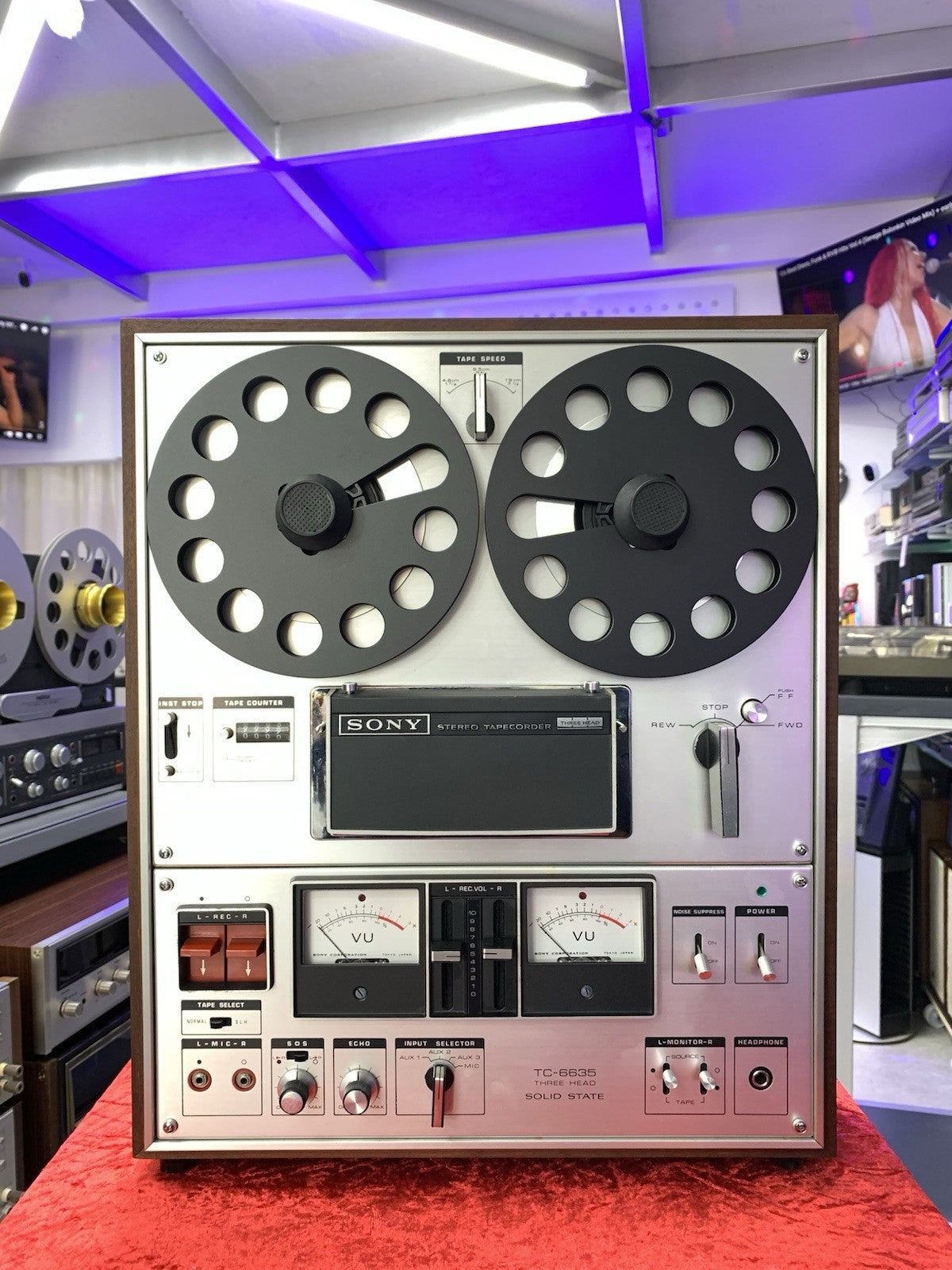 SONY TC 6635 Reel to Reel 4 Track 7" Tape 3 Head Vintage WORK Perfect Good Look
