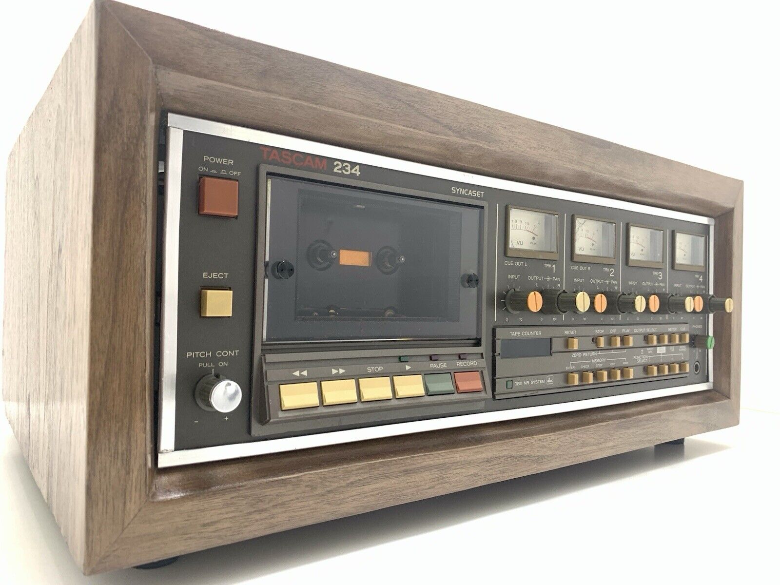 TASCAM 234 Multitrack 4 Channel Cassette Deck Vintage Wood Box WORK Good Look