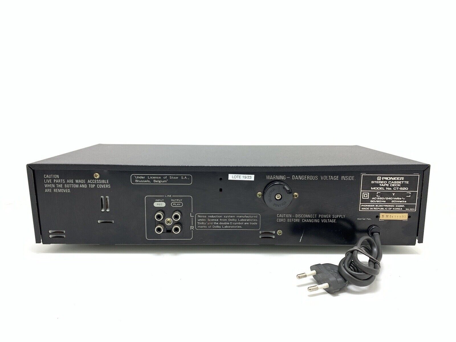 PIONEER CT-520 Stereo Cassette Tape Deck 2 Head Vintage 1981 WORK