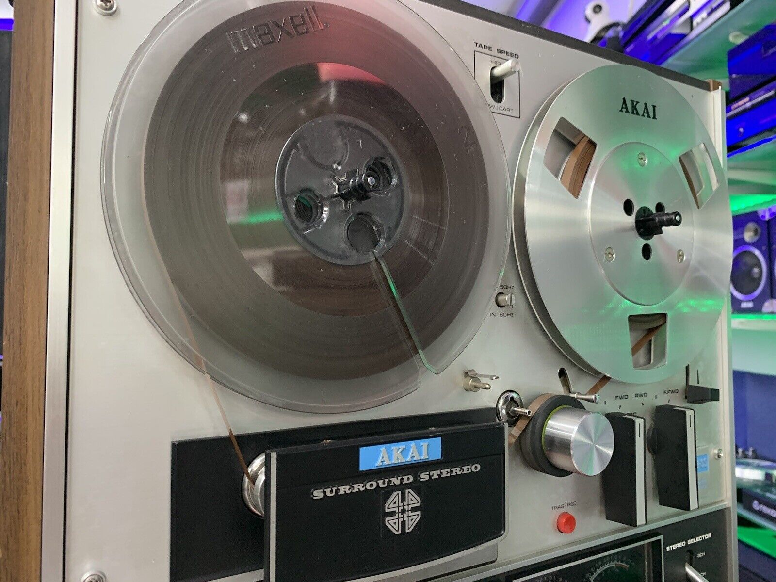 AKAI 1800SS Reel to Reel + 8 Track 4 Channel 7" Tape Vintage 1972 WORK Good Look
