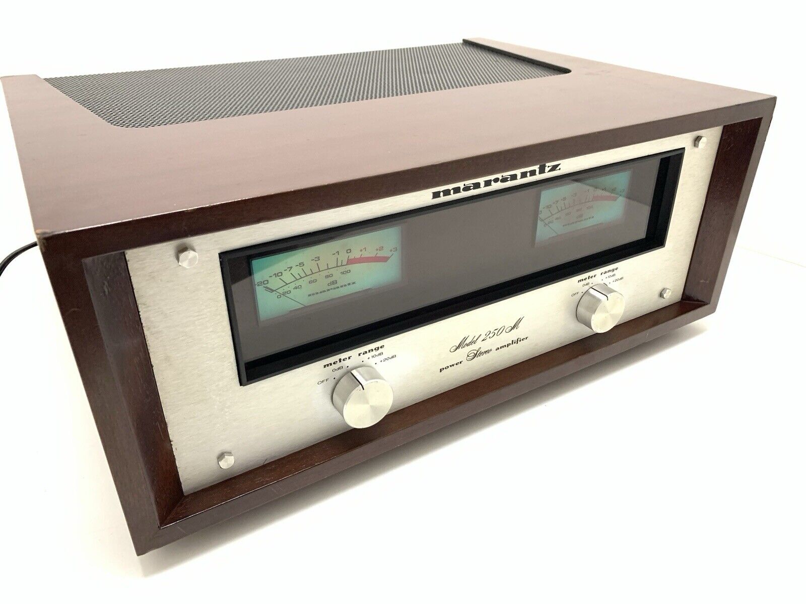 MARANTZ 250M Stereo Power Amplifier Wood Box 250WRMS Vintage 1976 WORK Good Look