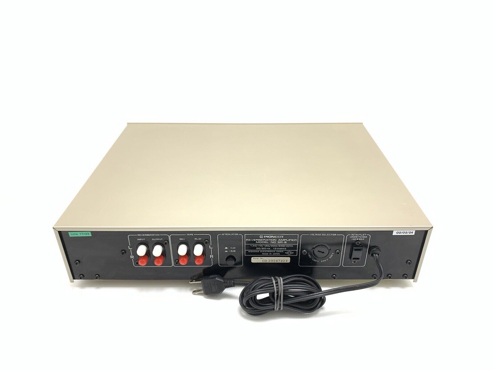 PIONEER Stereo REVERBERATION AMPLIFIER SR-9 Vintage 1982 WORK Perfect Good Look