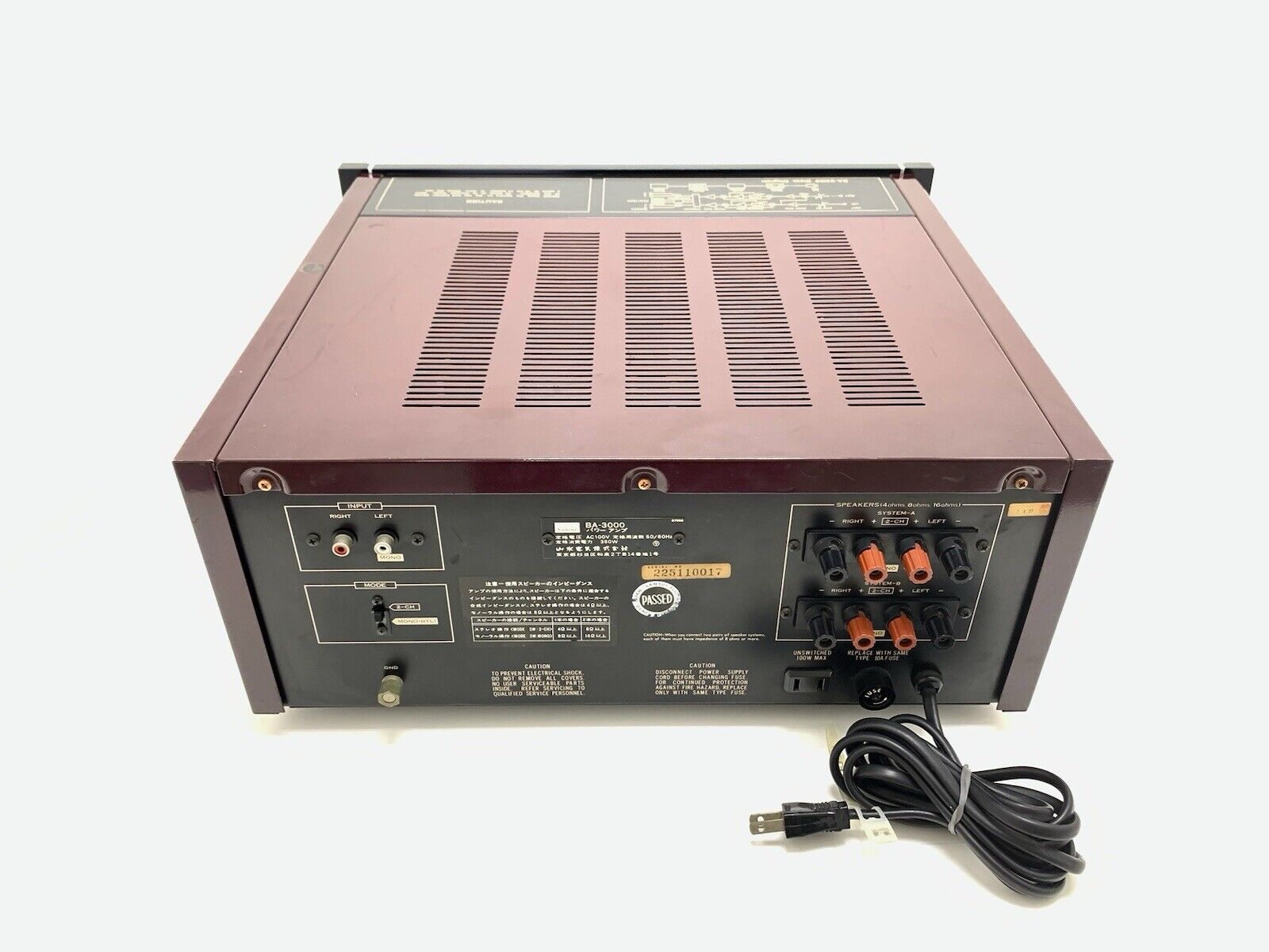 SANSUI BA-3000 Stereo Power Amplifier 170+ 170 W RMS Vintage 1975 WORK Good Look