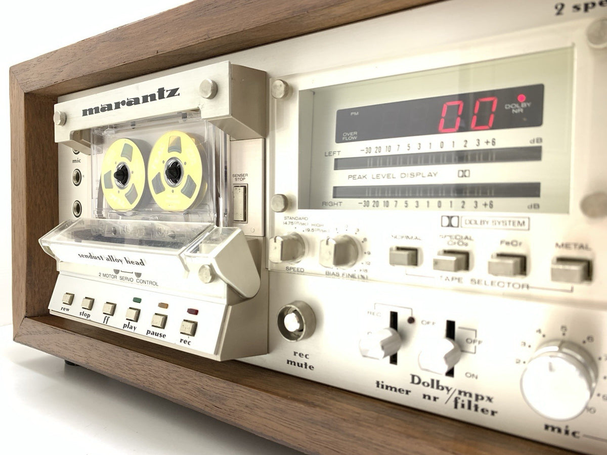 MARANTZ SD 8000 Stereo Cassette Tape Deck With WOOD BOX 2 Speeds WORK Good Look