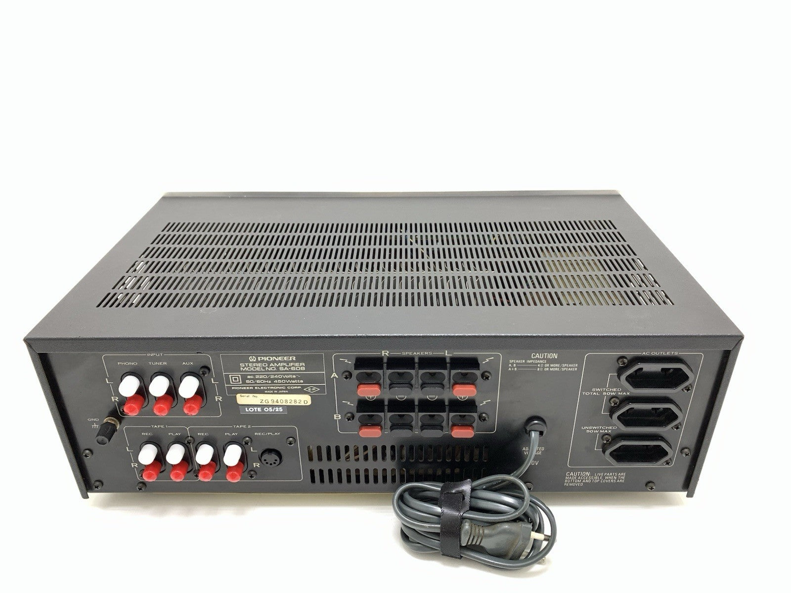 PIONEER SA 608 Stereo Amplifier 2X 45Watts RMS Vintage 1979 Hi Fi WORK GOOD LOOK
