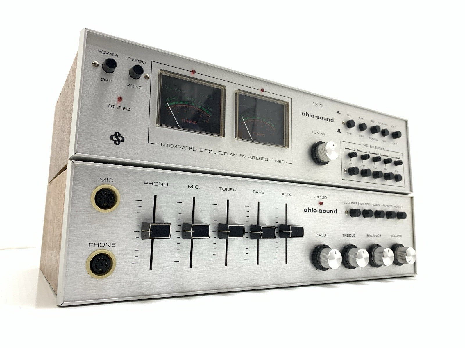 Ohio-Sound UX 180 Amplifier & TX 78 Tuner Rare 1970s Vintage Hi-Fi Set Good Look