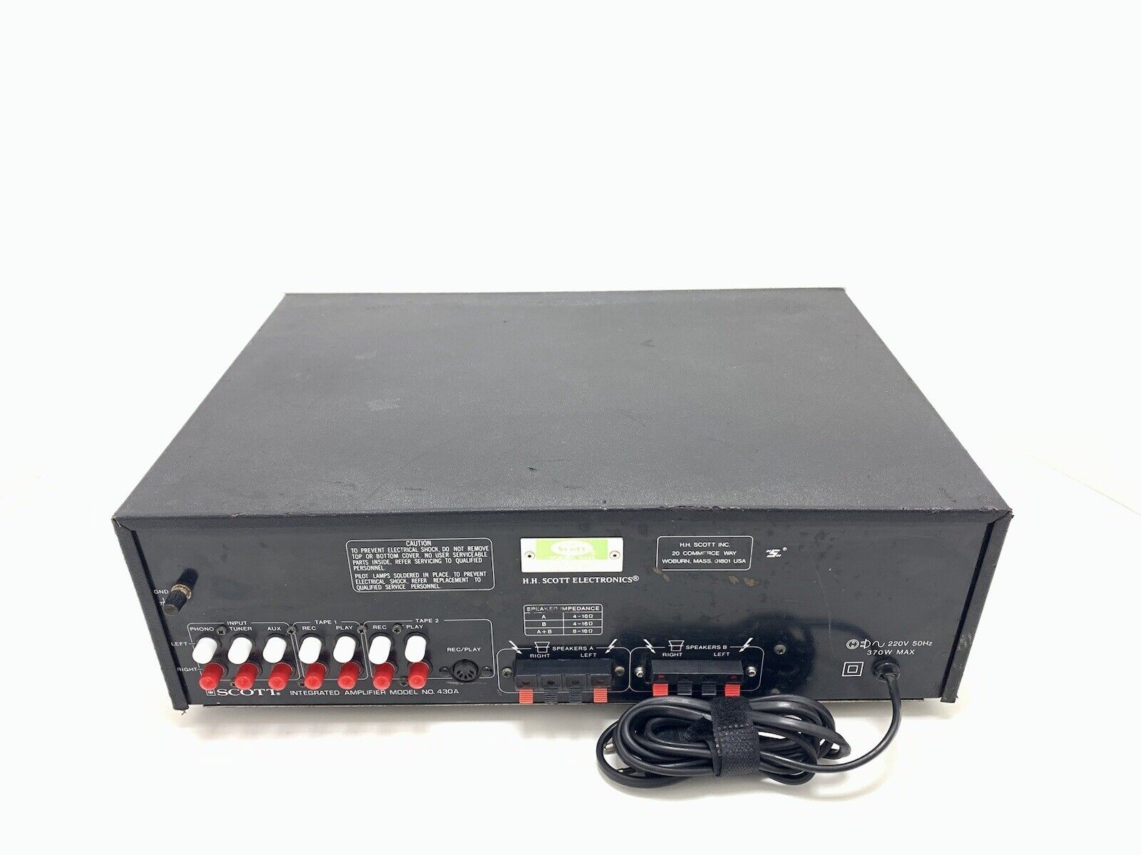 HH SCOTT 430A STEREO INTEGRATED AMPLIFIER 2 X 45W RMS Vintage 1979 WORK GoodLook