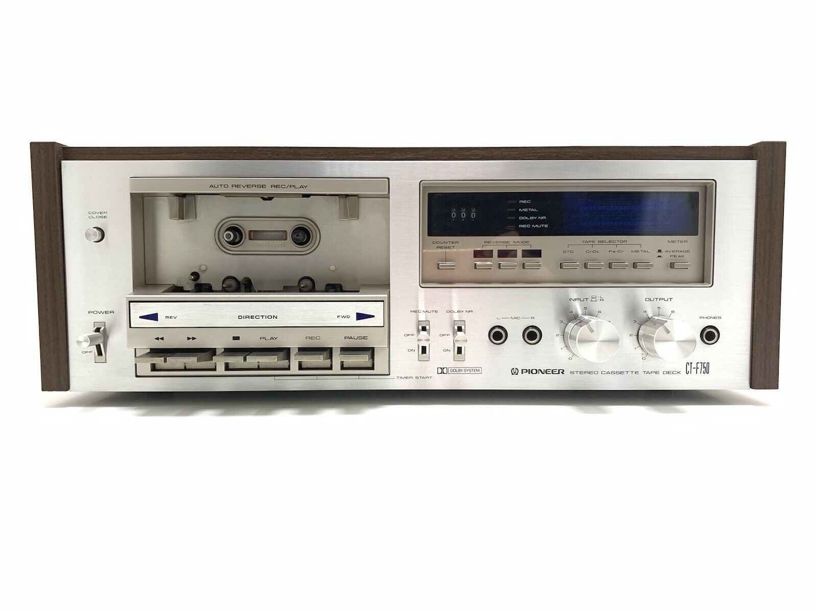 PIONEER CT-F750 Wood Box 2Head Auto Reverse Tape Cassette Vintage 1979 Good Look