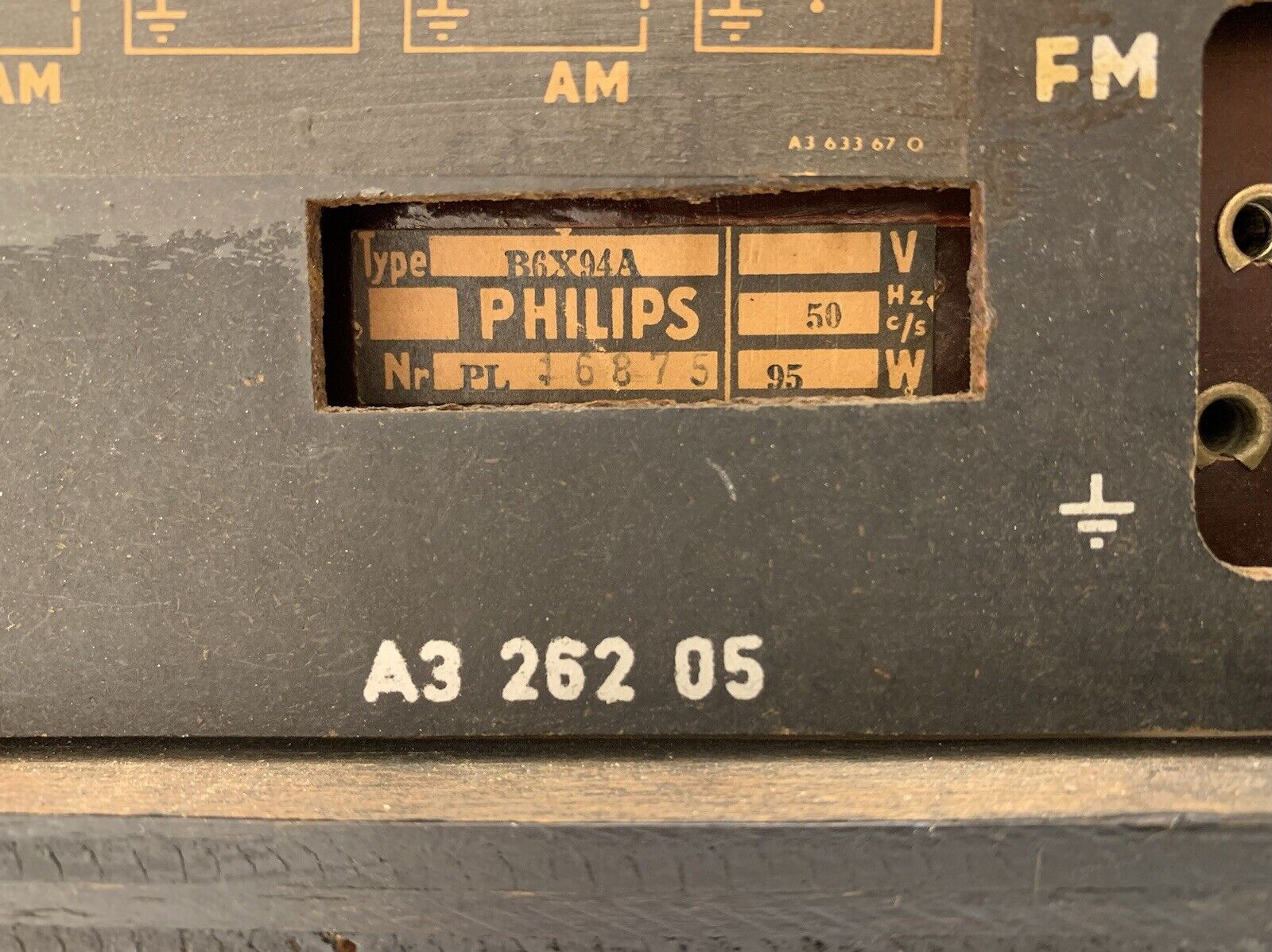 Radio PHILIPS B6X94A Eindhoven tubes FM Vaccum Tube Vintage 1959 WORK Good Look