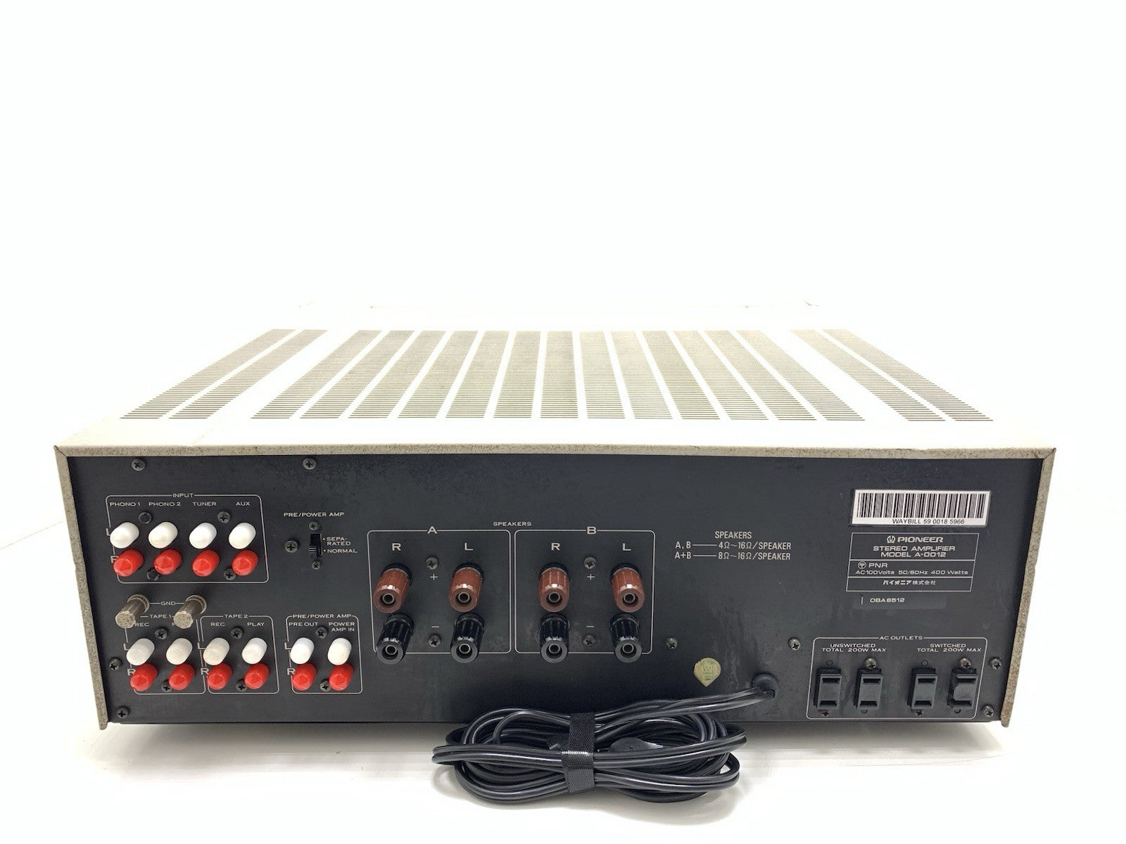 PIONEER A 0012/ A 27 Stereo Amplifier 120+120 W RMS Vintage 1978 WORK Good Look