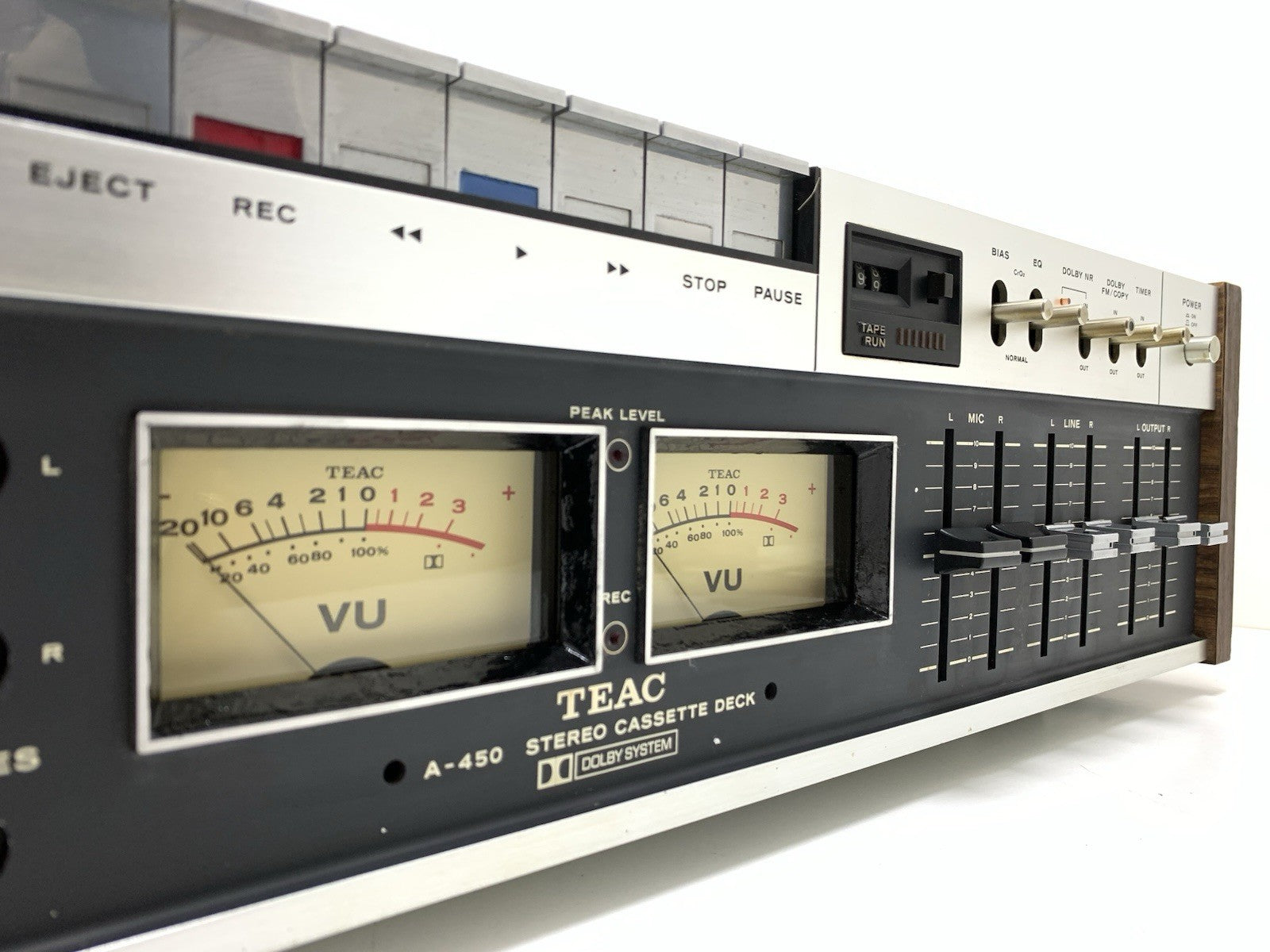 TEAC A 450 Stereo Cassette Tape Deck 2 Head Vintage 1974 Working Good Look