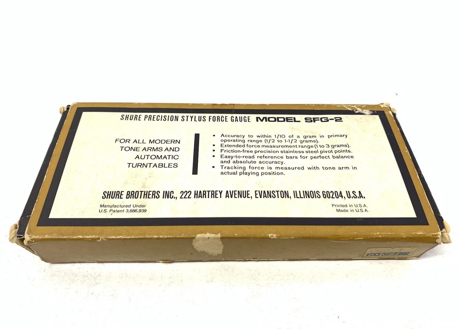SHURE MODEL SFG-2 PRECISION STYLUS FORCE GAUGE Original BOX Vintage Good Look