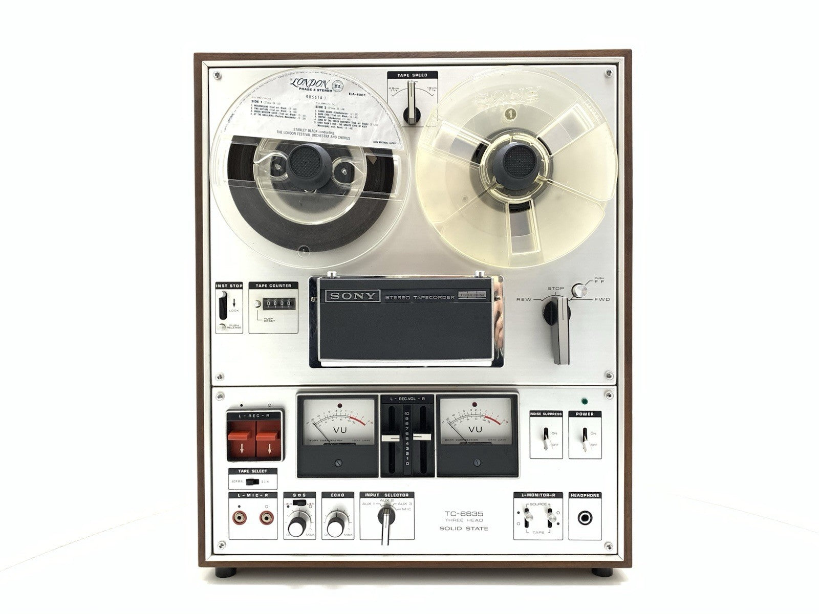 SONY TC 6335 Reel to Reel 4 Track 7" Tape 3 Head Vintage 1972  WORKING Good Look