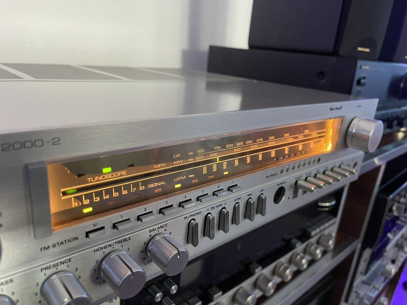 GRUNDIG R2000-2 Stereo Amplifier 2X50 WRMS Vintage 1980 Good Look AM/FM NOT WORK