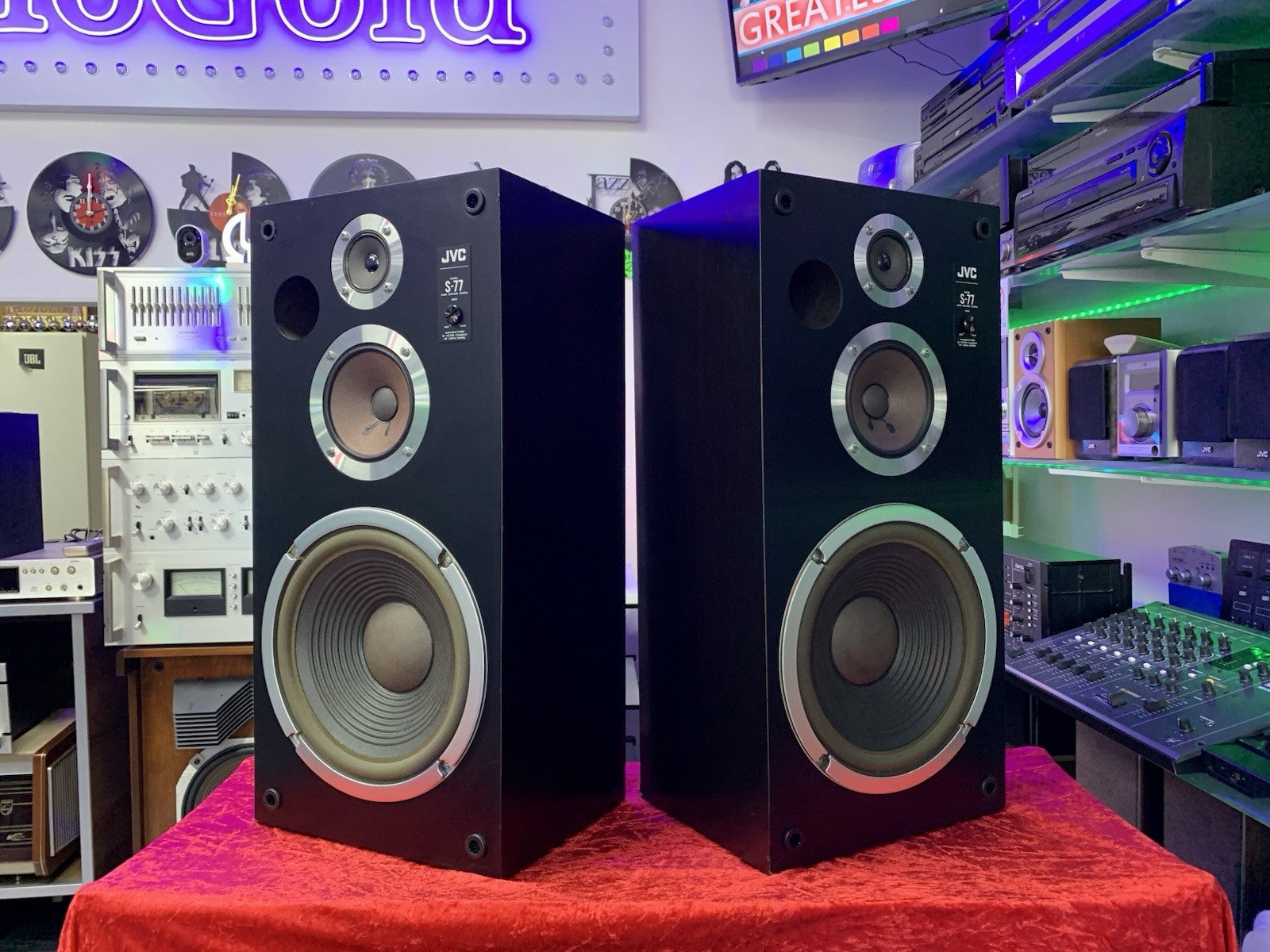 JVC S 77R Speakers 3Way System 120 Watts RMS Vintage 1980 Work Perfect Good Look