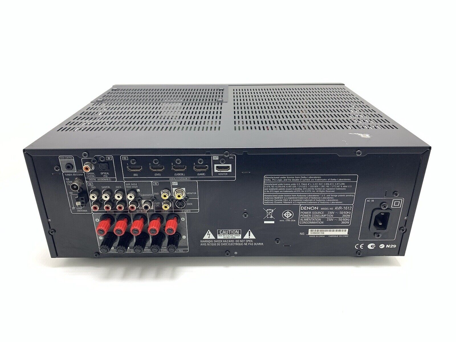 DENON AVR 1612 Digital HD 5.1 Receiver Ipod Iphone USB 5X 120Watts