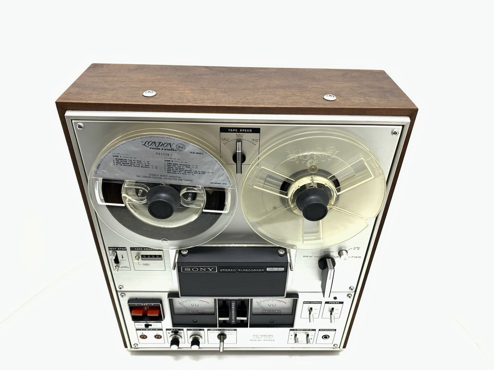 SONY TC 6335 Reel to Reel 4 Track 7" Tape 3 Head Vintage 1972  WORKING Good Look