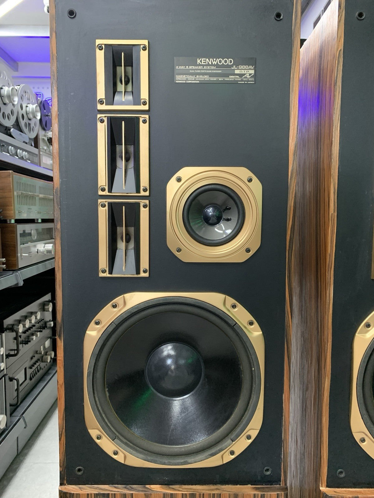 KENWOOD JL 988AV Hi End 5 Speakers 4 Way Premium Rosewood Vintage 1980 WORK Good