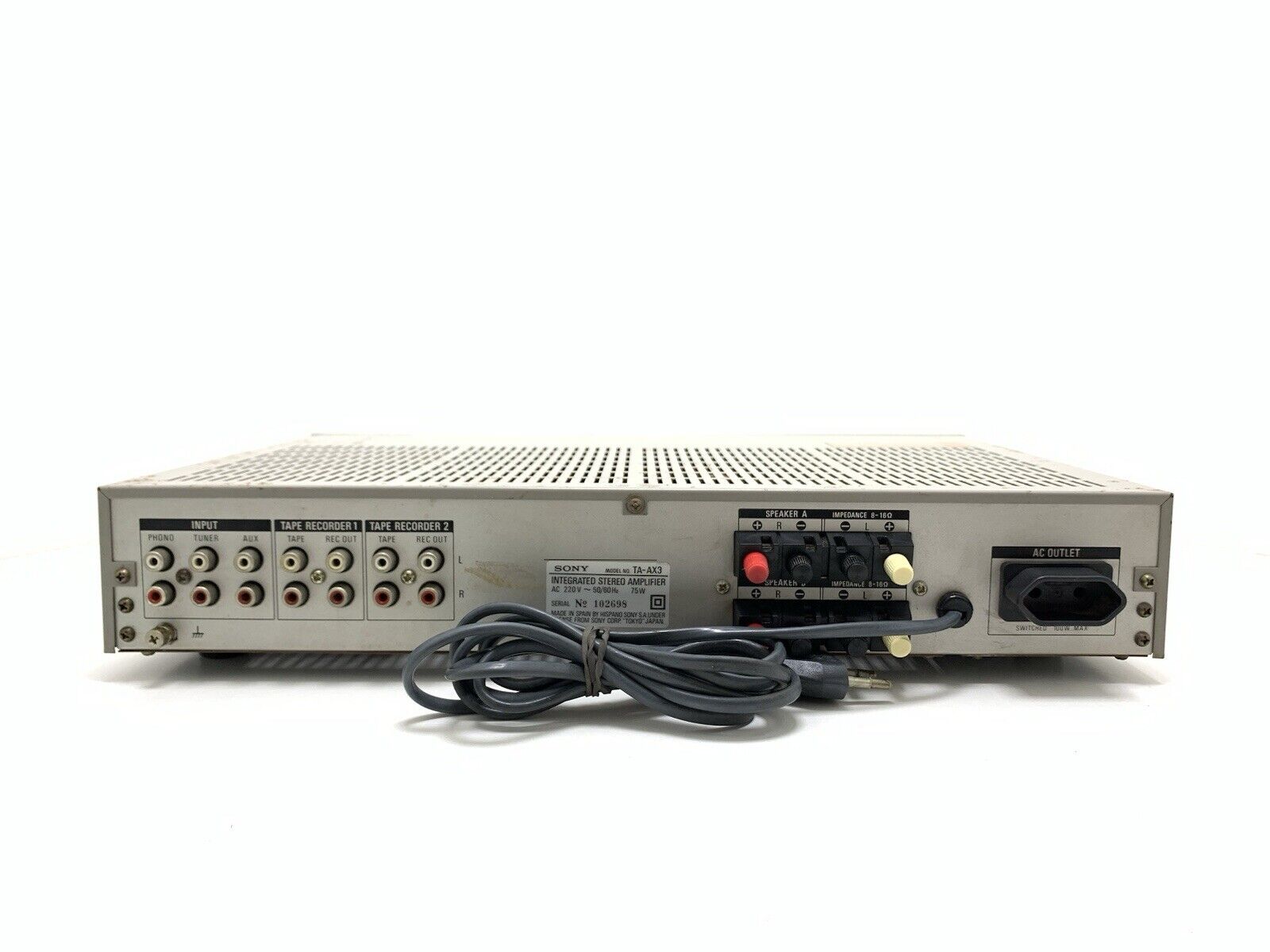 SONY TA-AX3 Stereo Integrated Amplifier 40+40 Watts RMS Vintage 1982 Good Look
